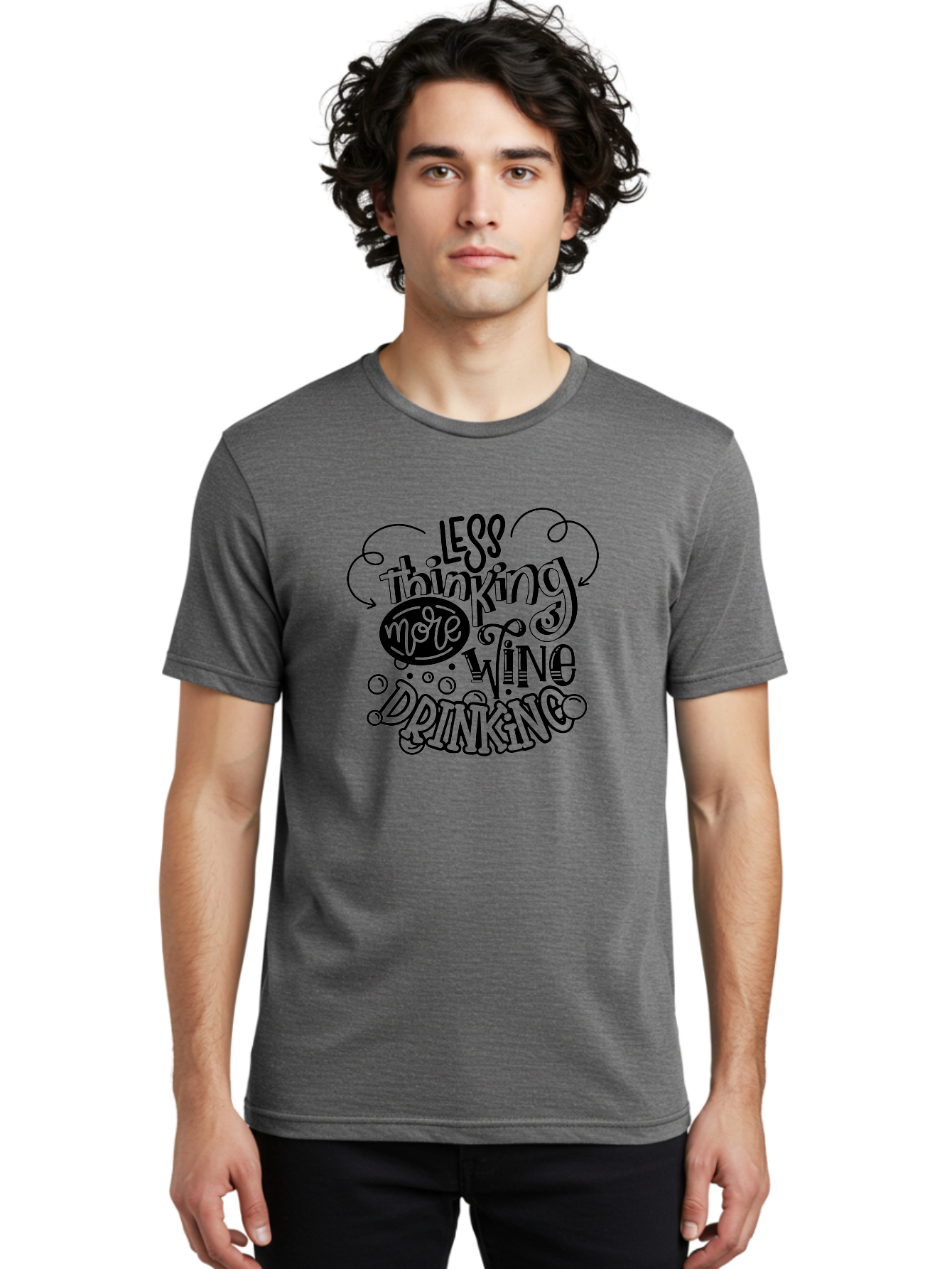 Less-Thinking-More-Wine-Drinking Men'S Graphic Tee, 100% Cotton, Comfortable Casual Summer Wear, Machine Washable, Wine Lover, Drink Wine, Relax, Less Thinking, Wine Quotes, Funny Phrases, Humor, Wine Culture, Wine Drinking Aad976 20