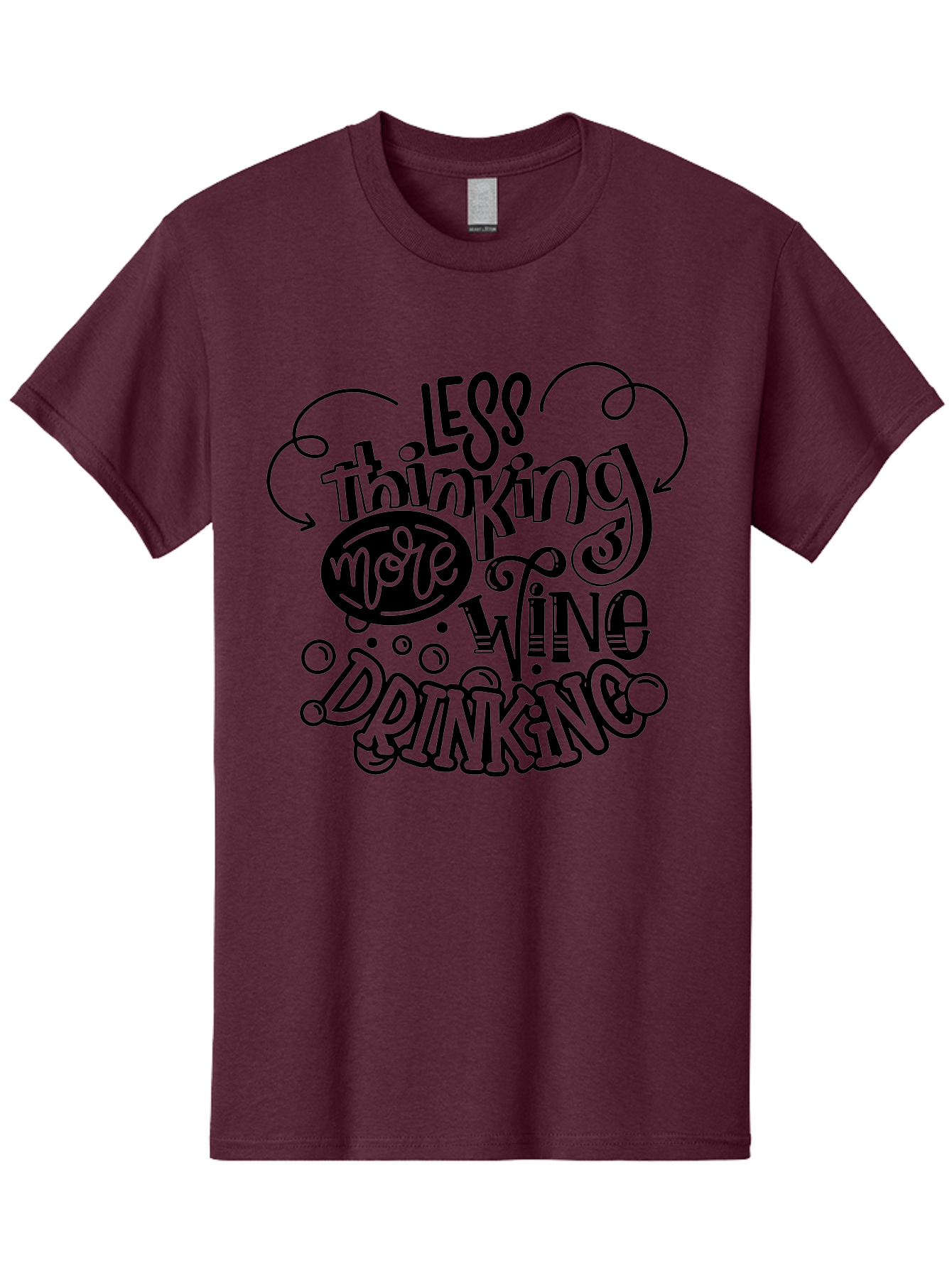 Less-Thinking-More-Wine-Drinking Men'S Graphic Tee, 100% Cotton, Comfortable Casual Summer Wear, Machine Washable, Wine Lover, Drink Wine, Relax, Less Thinking, Wine Quotes, Funny Phrases, Humor, Wine Culture, Wine Drinking Aad976 13
