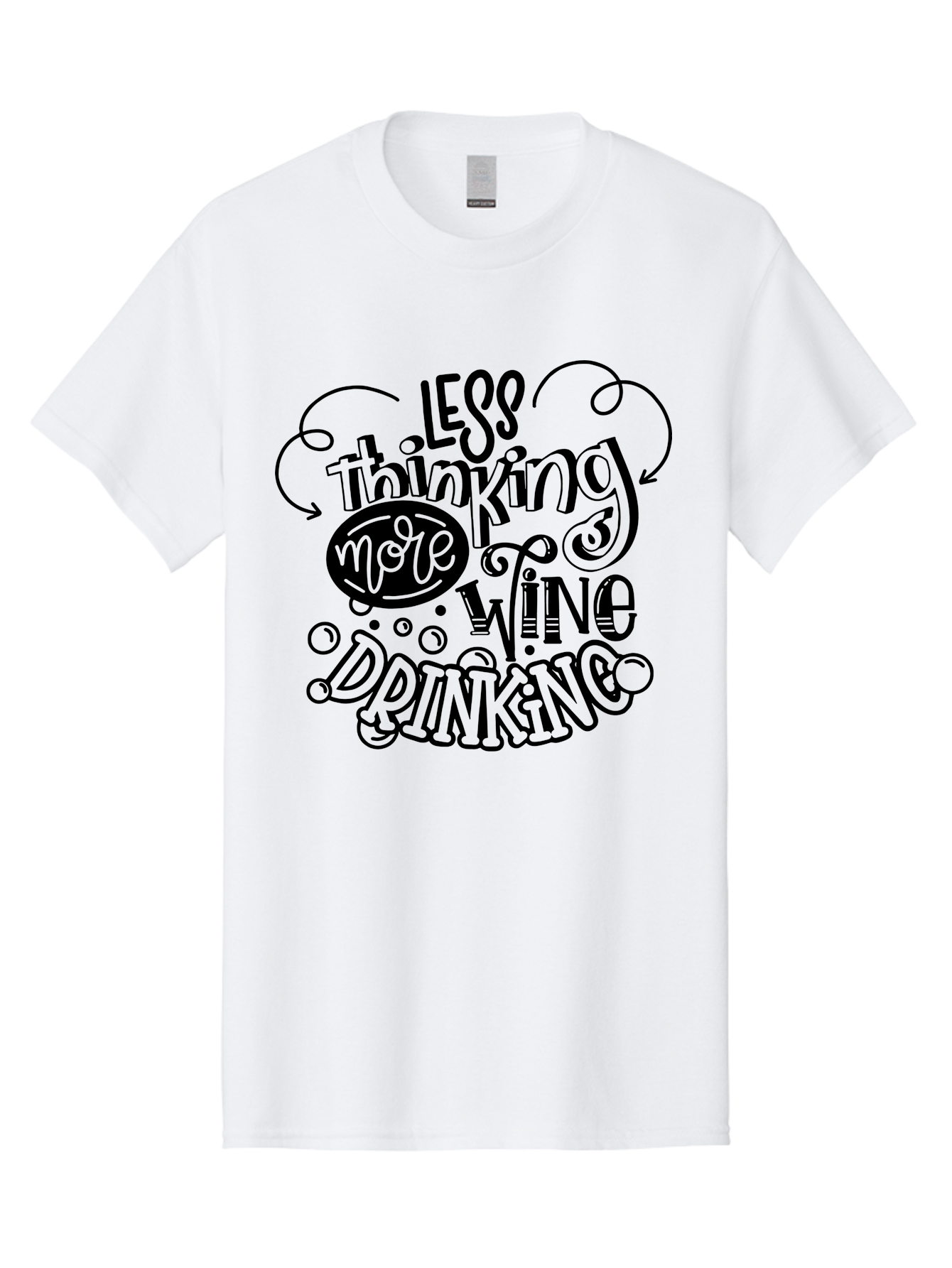 Less-Thinking-More-Wine-Drinking Men'S Graphic Tee, 100% Cotton, Comfortable Casual Summer Wear, Machine Washable, Wine Lover, Drink Wine, Relax, Less Thinking, Wine Quotes, Funny Phrases, Humor, Wine Culture, Wine Drinking Aad976 3