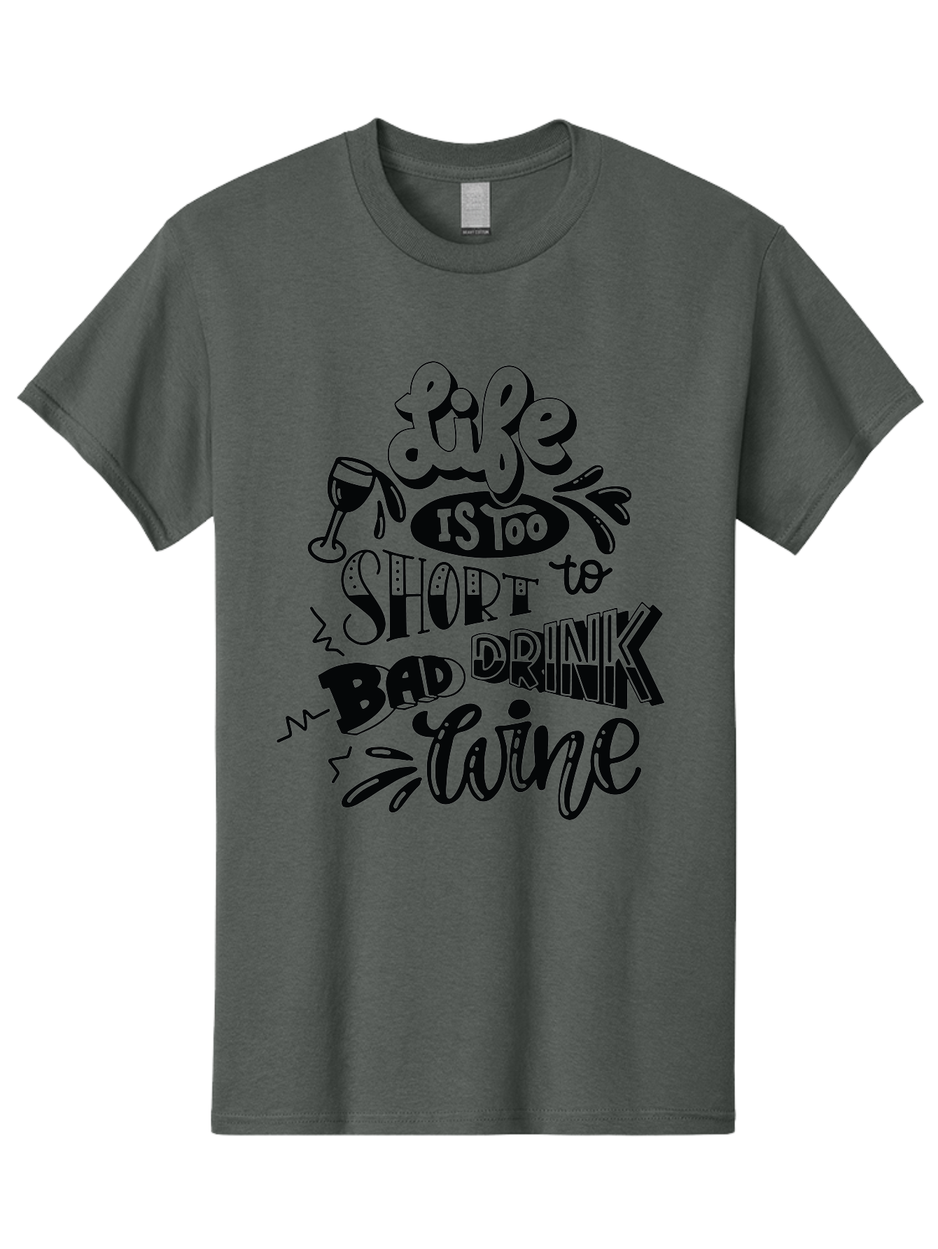 Life-Is-Too-Short-To-Drink-Bad-Wine Men'S Graphic Tee, 100% Cotton, Comfortable Casual Summer Wear, Machine Washable, Wine Quote, Life Is Too Short, Drink Wine, Good Wine, Wine Lovers, Happy Hour, Wine Time, Relax With Wine, Wine Enjoyment Aad977 3