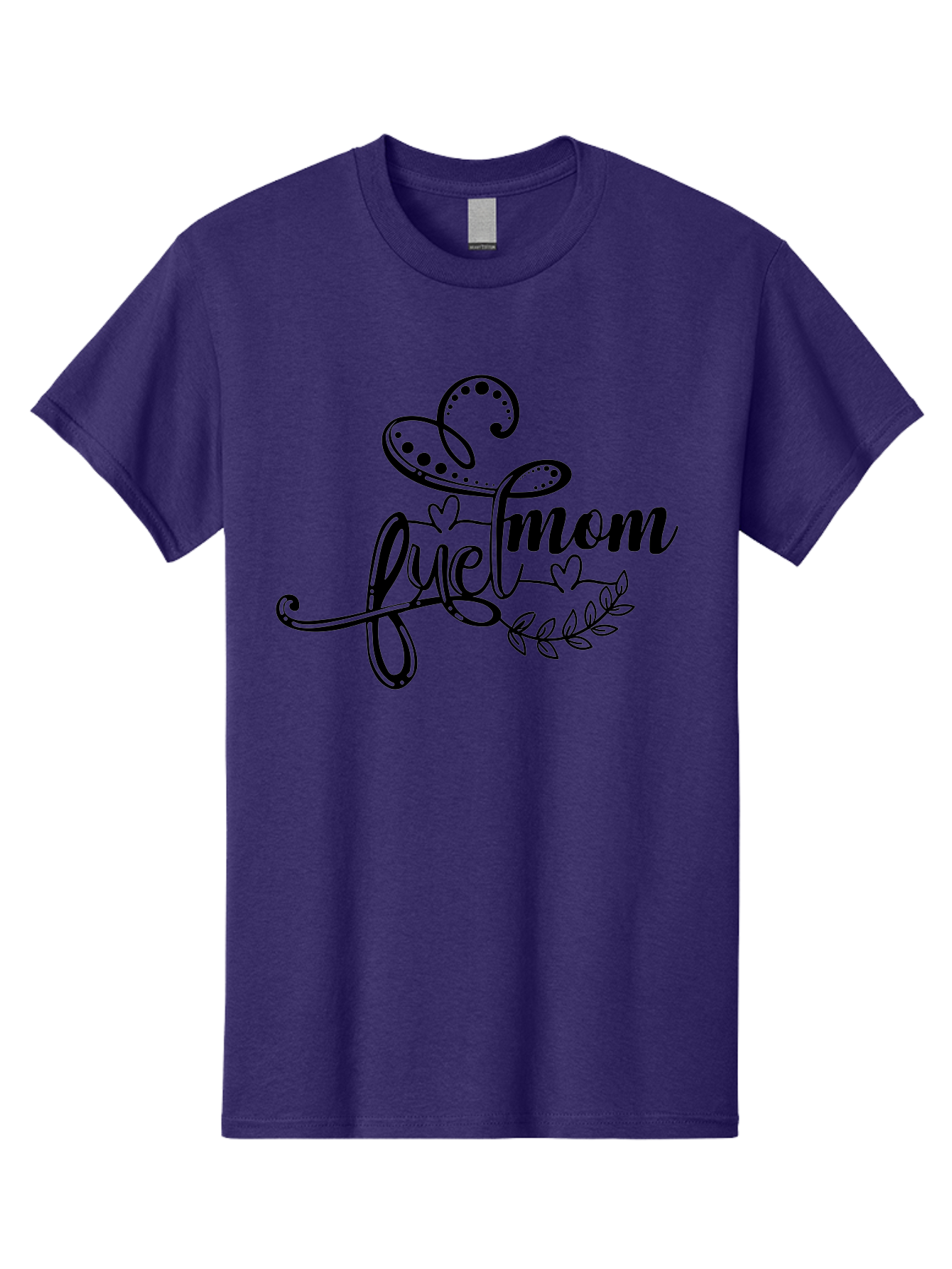 Love-Mom Men'S Graphic Tee, 100% Cotton, Comfortable Casual Summer Wear, Machine Washable, Love Mom, Black Cursive Lettering, Floral Design, Heart Shapes, Motherly Love, Decorative Elements, Heartwarming Illustration, Calligraphy Art Aad978 9