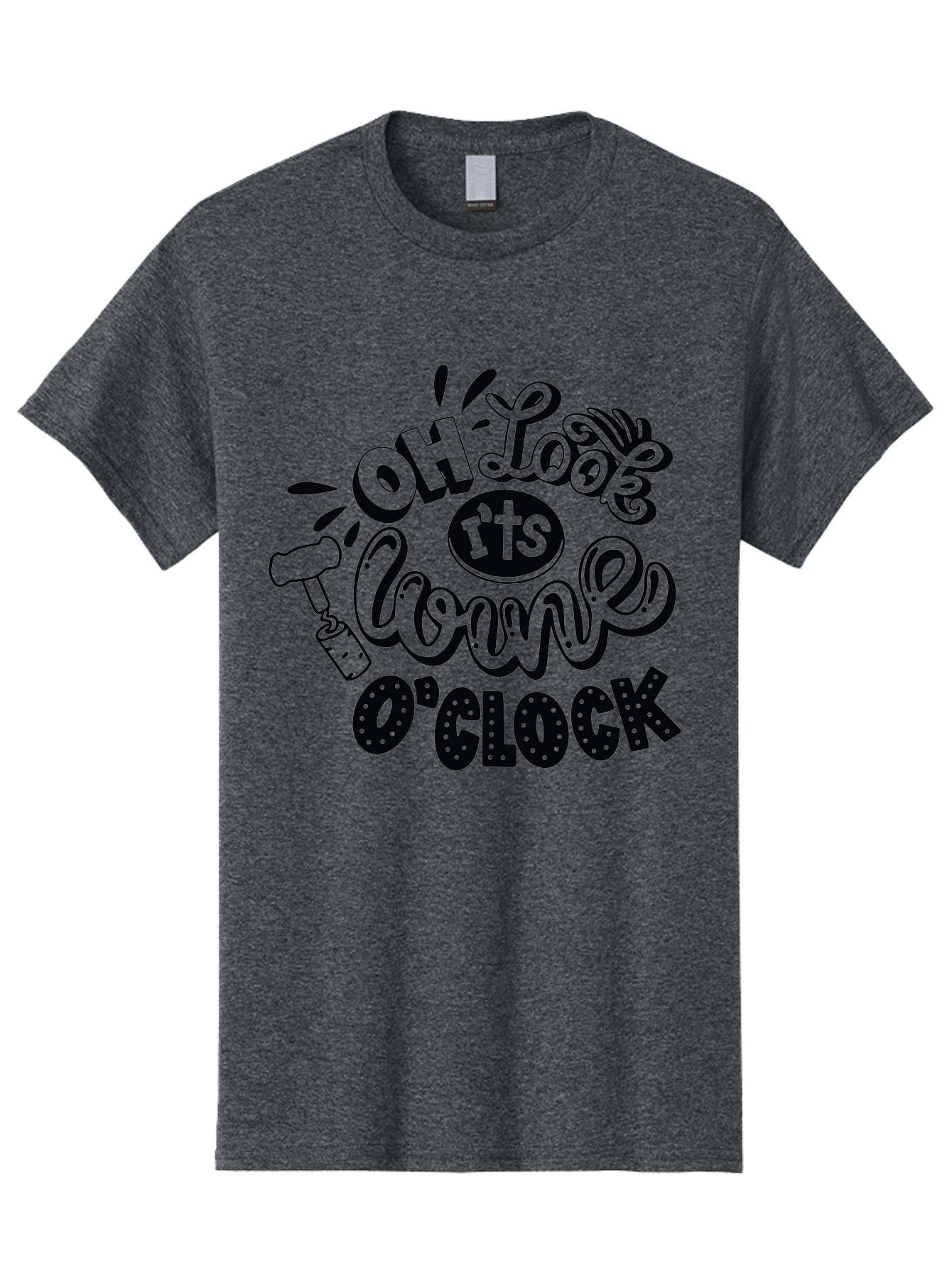 Oh-Look-R-Ts-Loone-O-Clock Men'S Graphic Tee, 100% Cotton, Comfortable Casual Summer Wear, Machine Washable, Humorous Typography, Quirky Clock, Playful Design, Whimsical Art, Connie, Cartoon Style, Black And Green, Funny Quotes Aad981 11