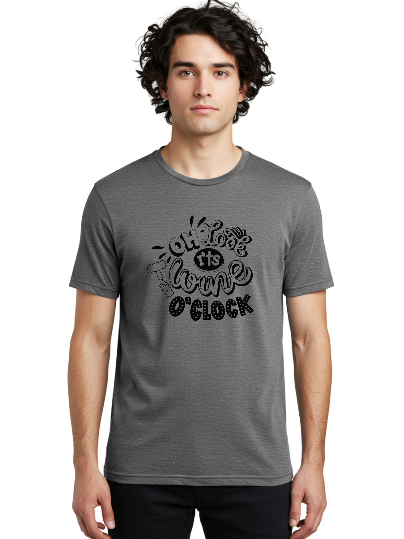 Oh-Look-R-Ts-Loone-O-Clock Men'S Graphic Tee, 100% Cotton, Comfortable Casual Summer Wear, Machine Washable, Humorous Typography, Quirky Clock, Playful Design, Whimsical Art, Connie, Cartoon Style, Black And Green, Funny Quotes Aad981 30