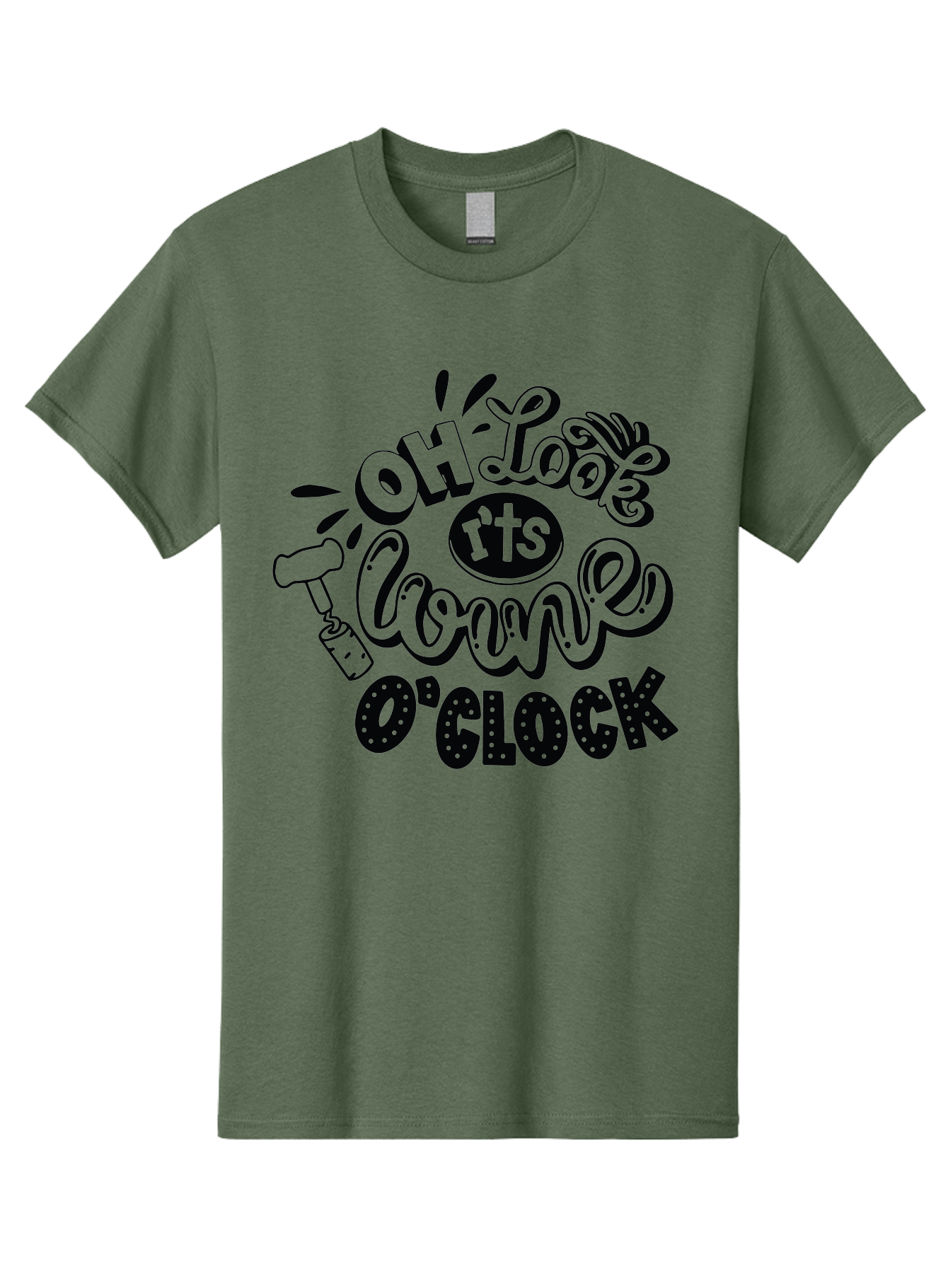 Oh-Look-R-Ts-Loone-O-Clock Men'S Graphic Tee, 100% Cotton, Comfortable Casual Summer Wear, Machine Washable, Humorous Typography, Quirky Clock, Playful Design, Whimsical Art, Connie, Cartoon Style, Black And Green, Funny Quotes Aad981 19