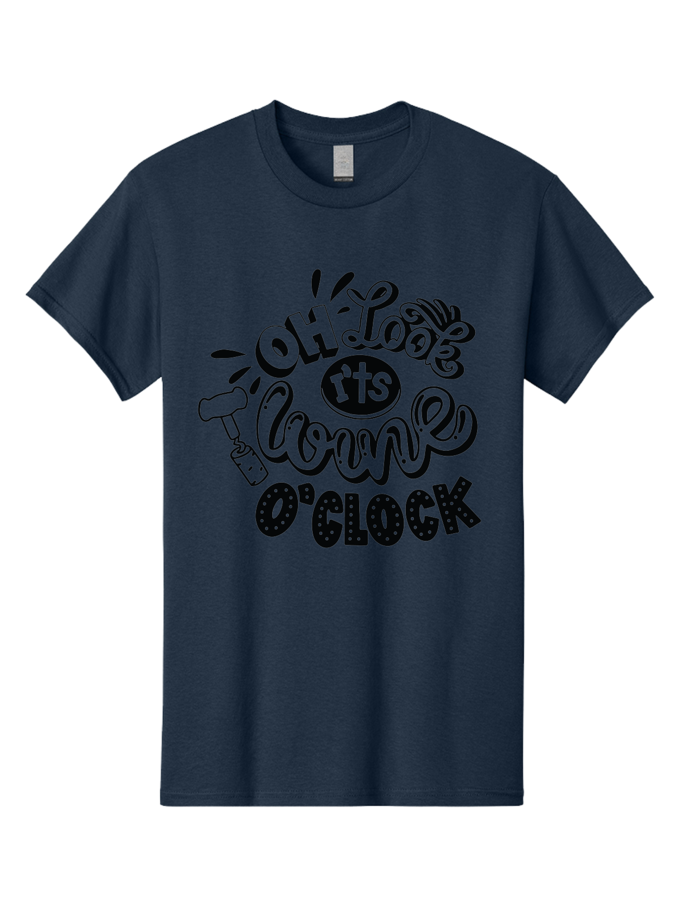 Oh-Look-R-Ts-Loone-O-Clock Men'S Graphic Tee, 100% Cotton, Comfortable Casual Summer Wear, Machine Washable, Humorous Typography, Quirky Clock, Playful Design, Whimsical Art, Connie, Cartoon Style, Black And Green, Funny Quotes Aad981 17