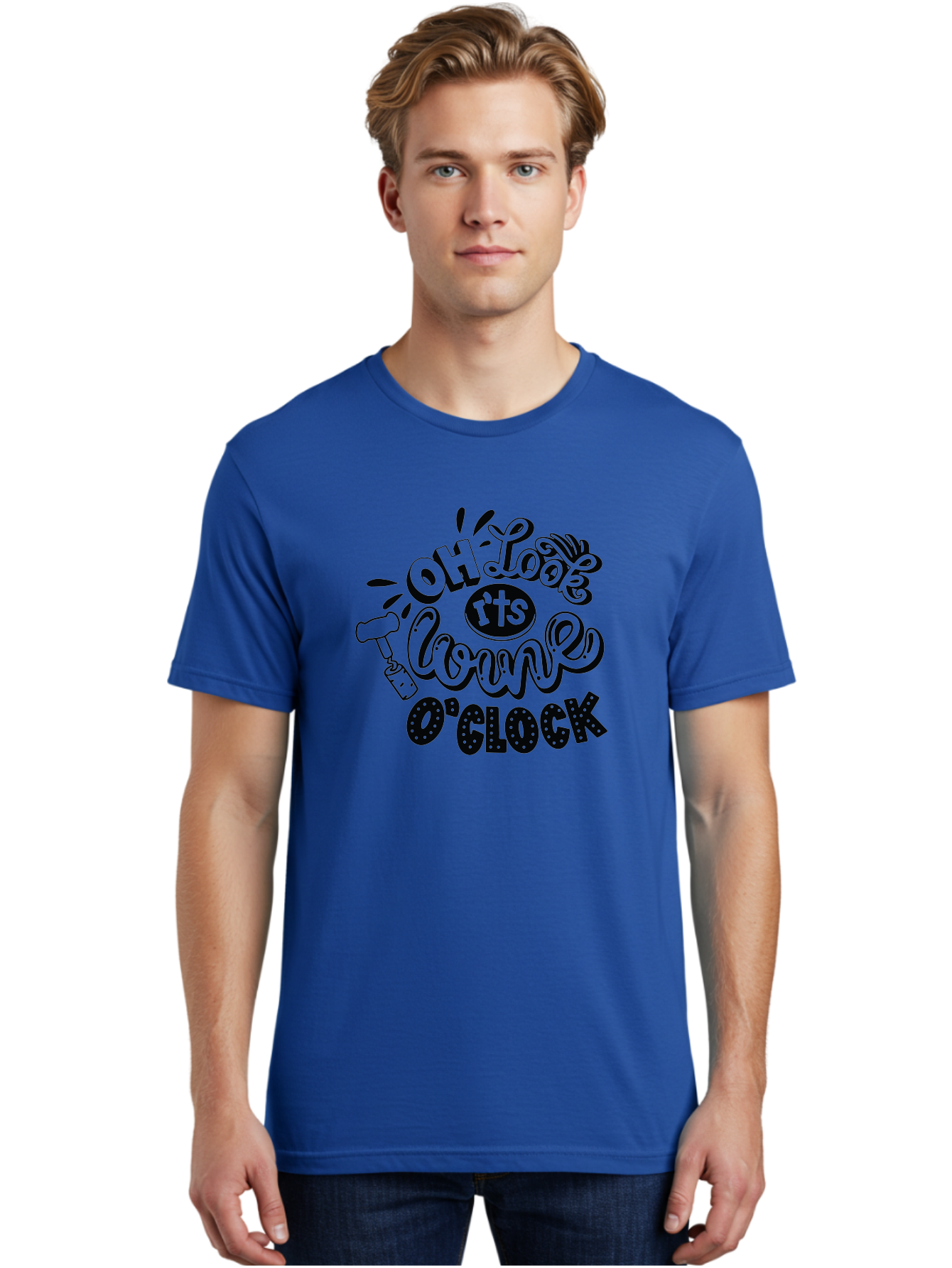 Oh-Look-R-Ts-Loone-O-Clock Men'S Graphic Tee, 100% Cotton, Comfortable Casual Summer Wear, Machine Washable, Humorous Typography, Quirky Clock, Playful Design, Whimsical Art, Connie, Cartoon Style, Black And Green, Funny Quotes Aad981 8