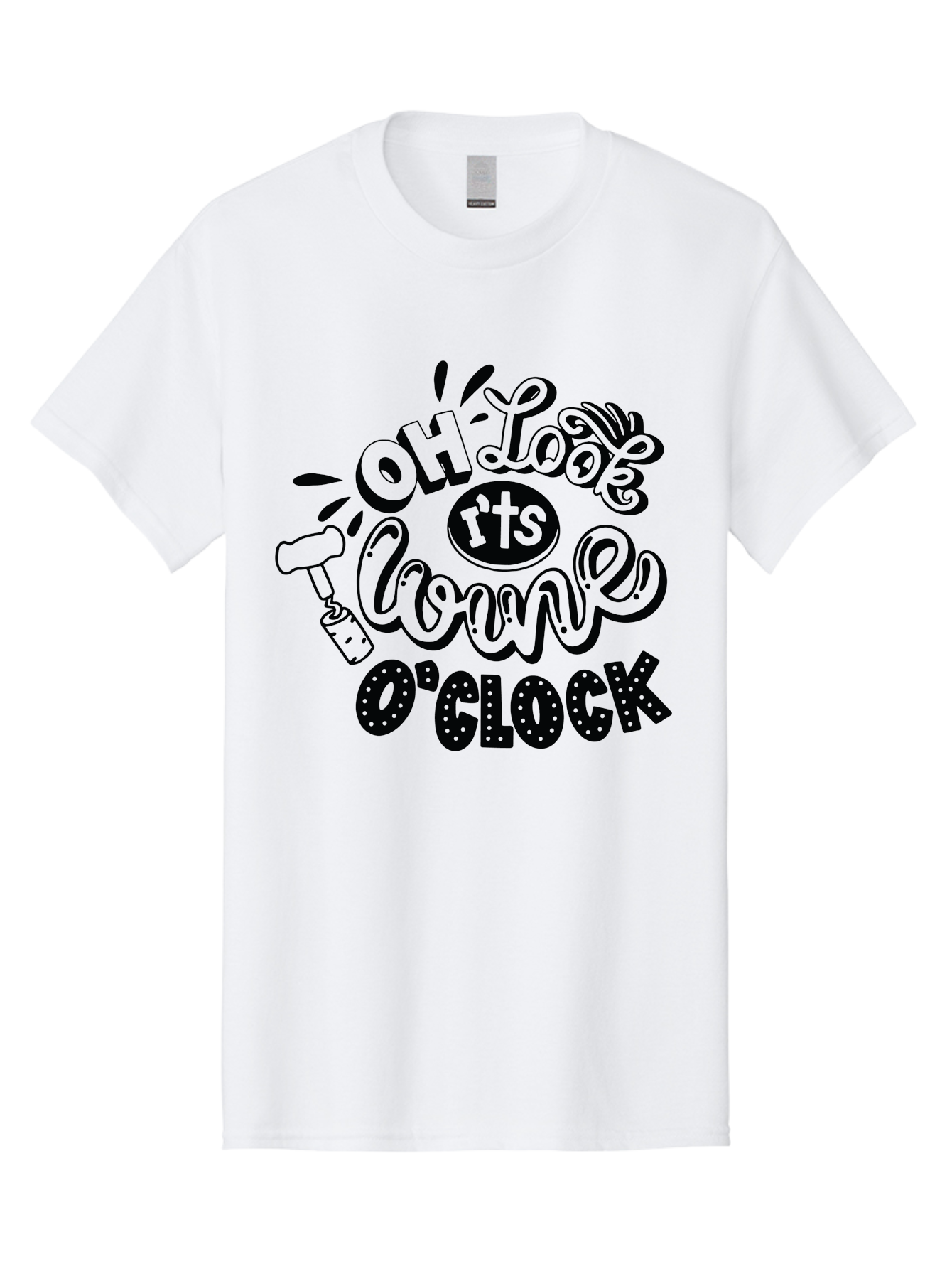 Oh-Look-R-Ts-Loone-O-Clock Men'S Graphic Tee, 100% Cotton, Comfortable Casual Summer Wear, Machine Washable, Humorous Typography, Quirky Clock, Playful Design, Whimsical Art, Connie, Cartoon Style, Black And Green, Funny Quotes Aad981 15