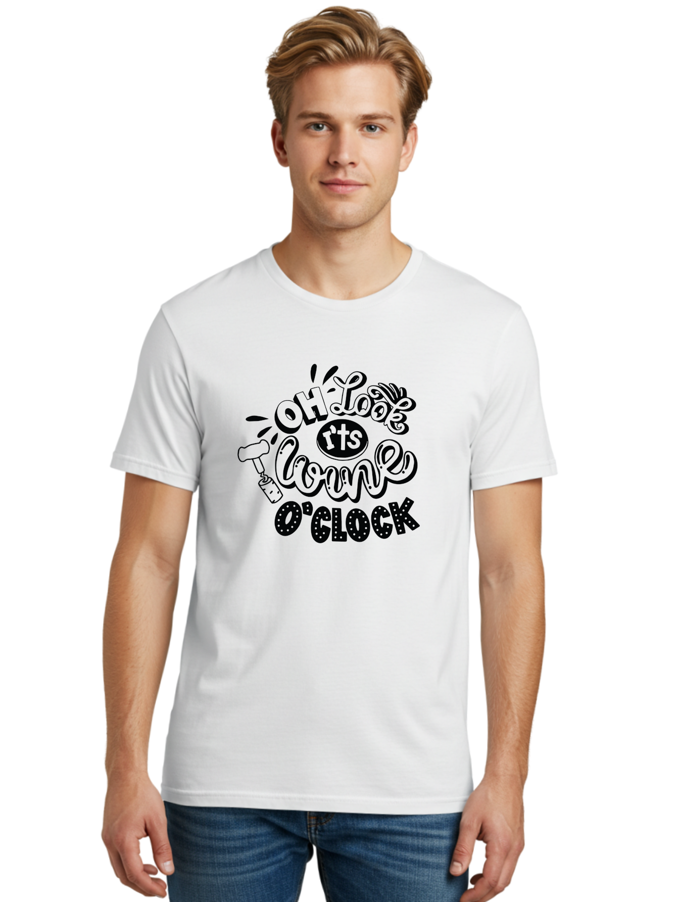 Oh-Look-R-Ts-Loone-O-Clock Men'S Graphic Tee, 100% Cotton, Comfortable Casual Summer Wear, Machine Washable, Humorous Typography, Quirky Clock, Playful Design, Whimsical Art, Connie, Cartoon Style, Black And Green, Funny Quotes Aad981 16