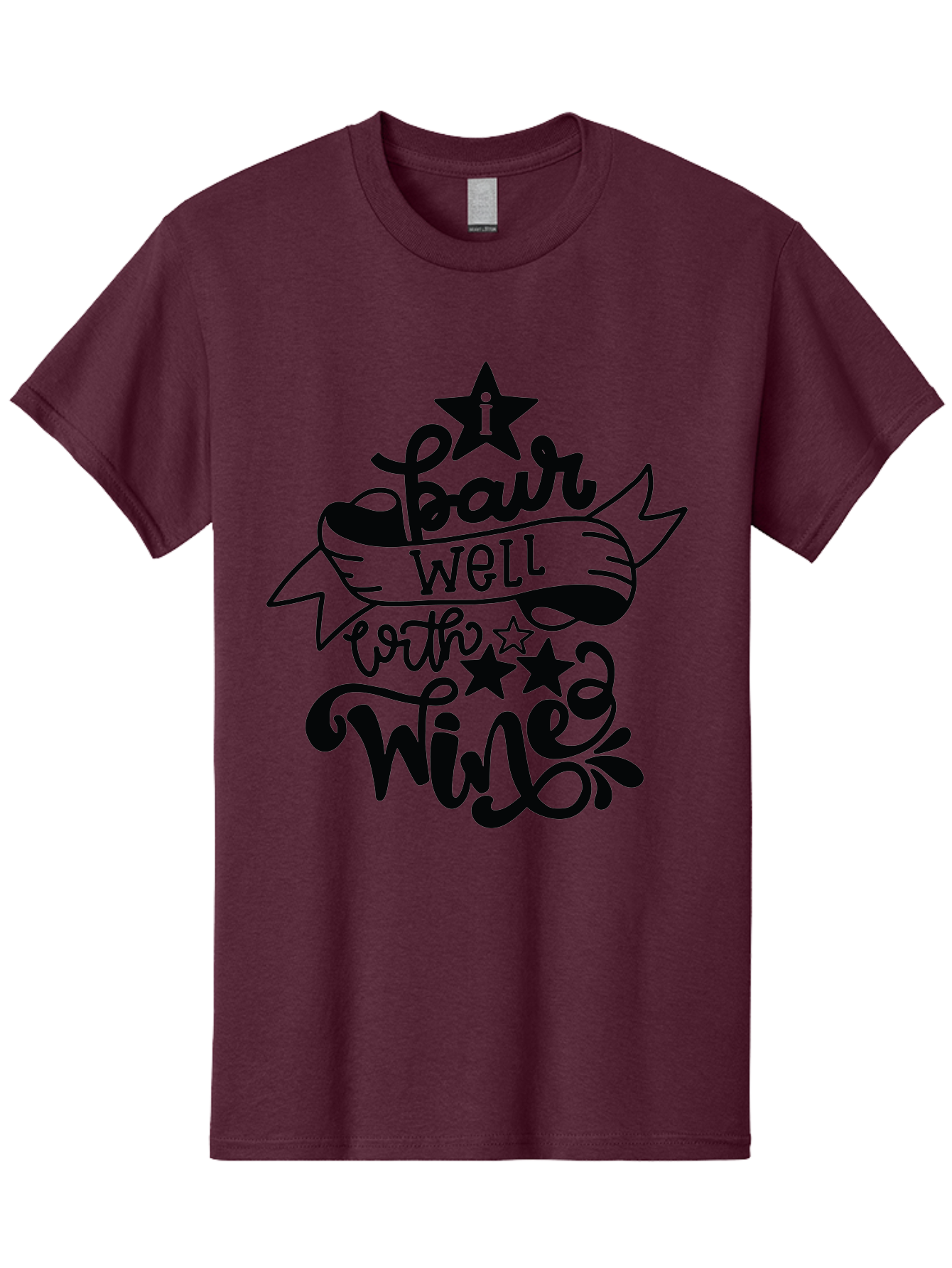 Pair-Well-With-Wined Men'S Graphic Tee, 100% Cotton, Comfortable Casual Summer Wear, Machine Washable, Wine Lovers, Humor, Witty, Cursive Text, Stars, Celebratory, Wine And Dine, Playful, Wine Quotes, Funny Sayings Aad982 11