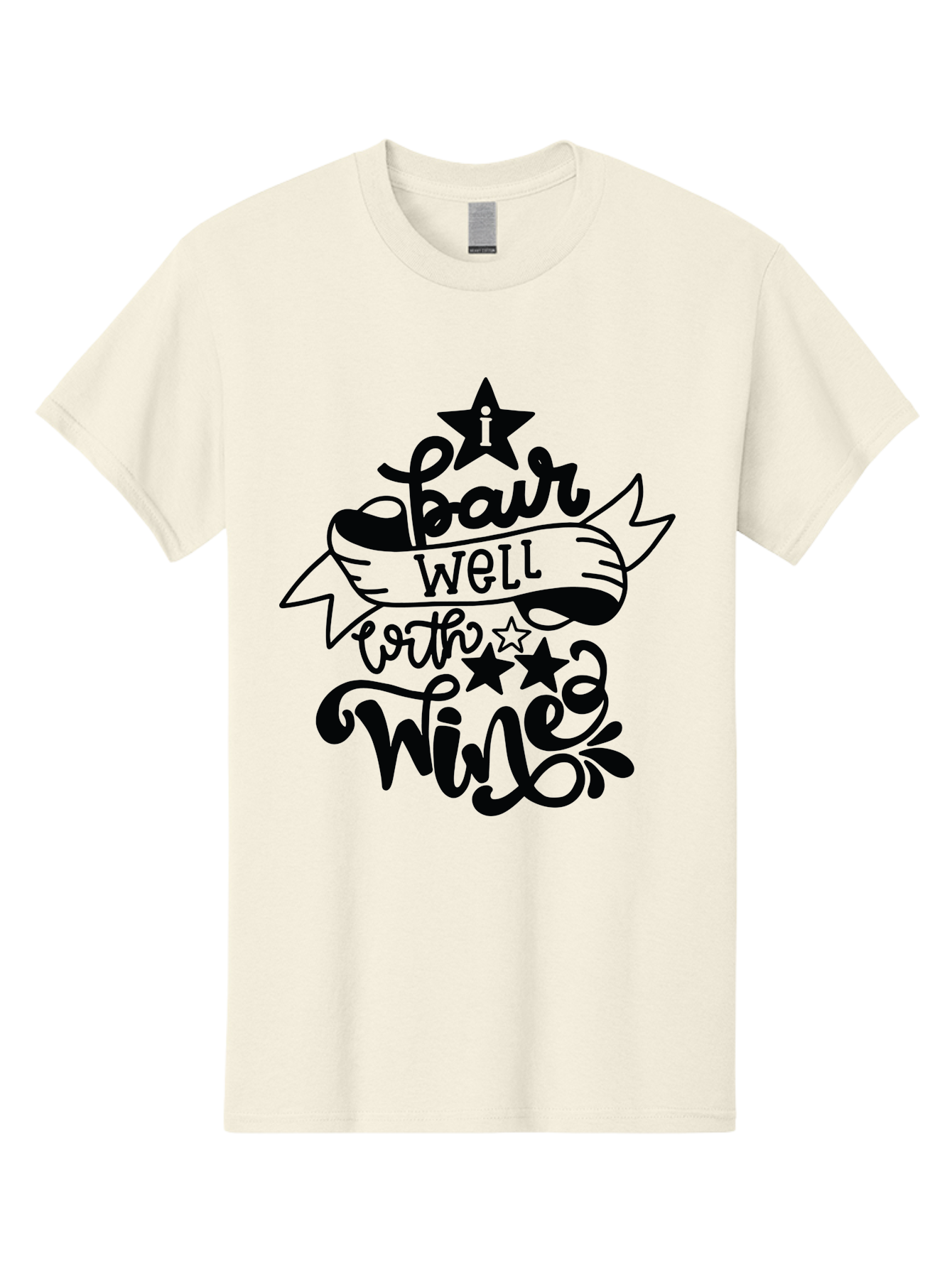 Pair-Well-With-Wined Men'S Graphic Tee, 100% Cotton, Comfortable Casual Summer Wear, Machine Washable, Wine Lovers, Humor, Witty, Cursive Text, Stars, Celebratory, Wine And Dine, Playful, Wine Quotes, Funny Sayings Aad982 21