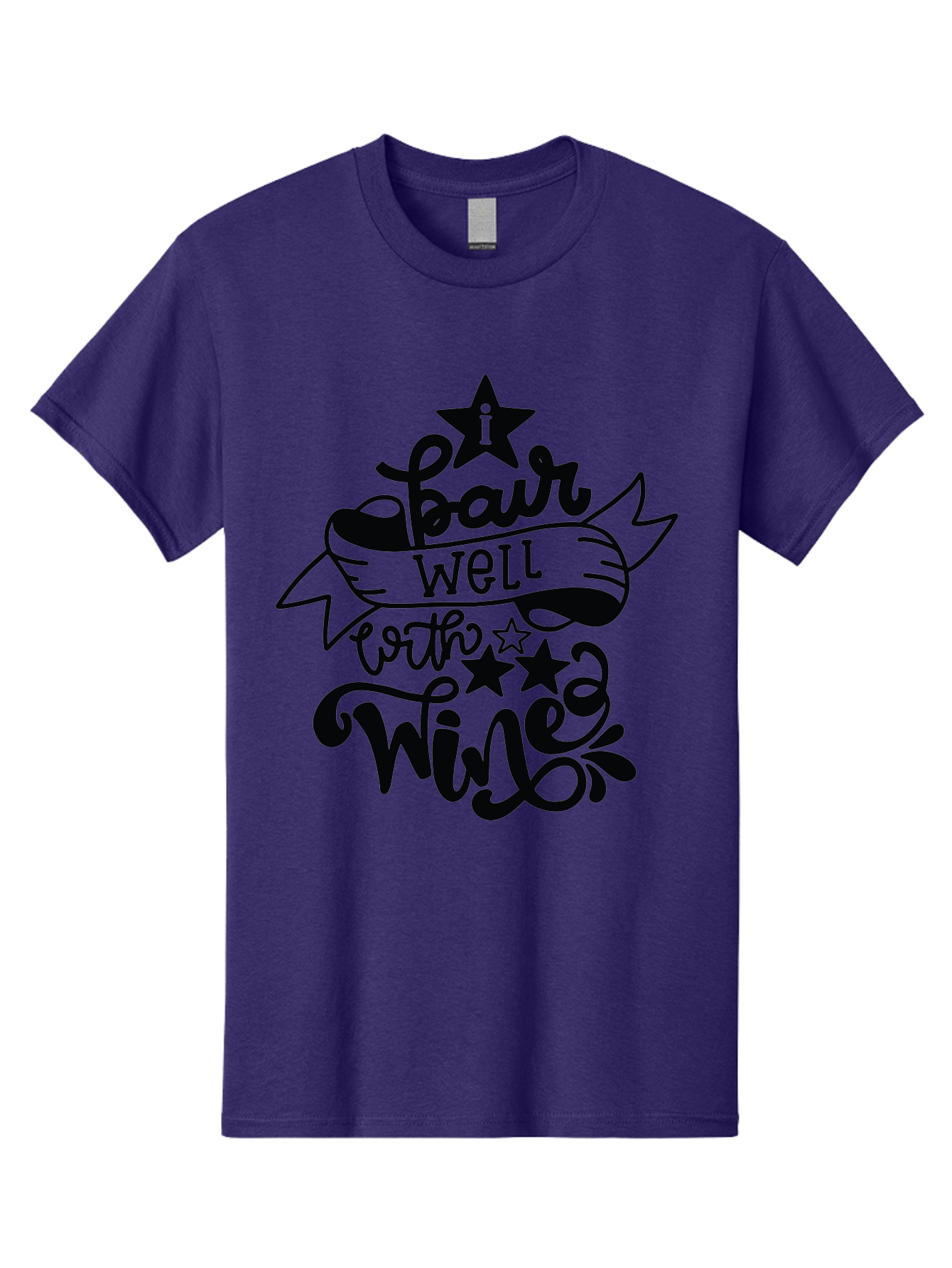 Pair-Well-With-Wined Men'S Graphic Tee, 100% Cotton, Comfortable Casual Summer Wear, Machine Washable, Wine Lovers, Humor, Witty, Cursive Text, Stars, Celebratory, Wine And Dine, Playful, Wine Quotes, Funny Sayings Aad982 3