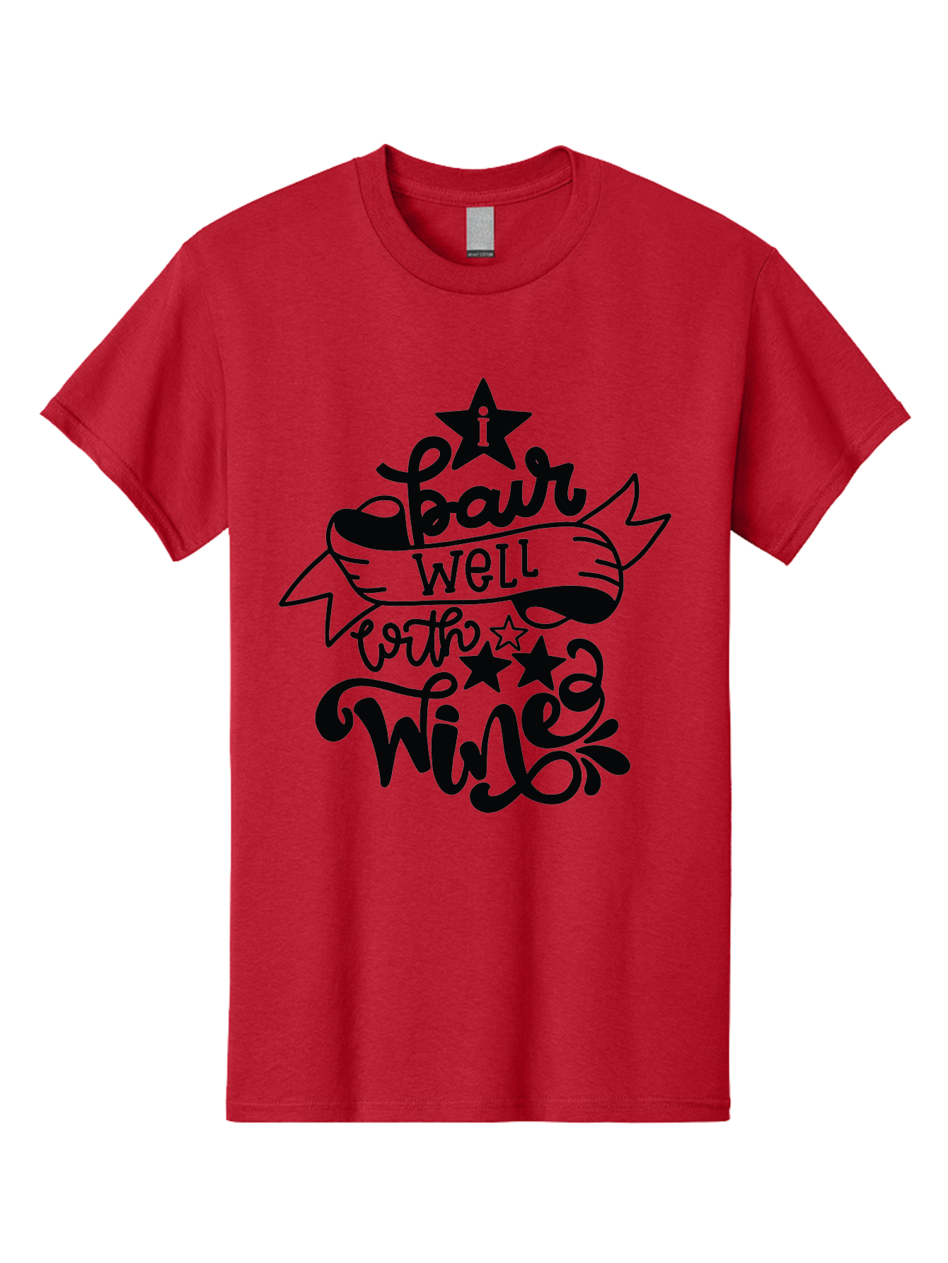 Pair-Well-With-Wined Men'S Graphic Tee, 100% Cotton, Comfortable Casual Summer Wear, Machine Washable, Wine Lovers, Humor, Witty, Cursive Text, Stars, Celebratory, Wine And Dine, Playful, Wine Quotes, Funny Sayings Aad982 25