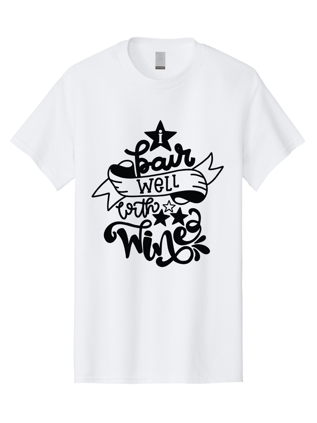 Pair-Well-With-Wined Men'S Graphic Tee, 100% Cotton, Comfortable Casual Summer Wear, Machine Washable, Wine Lovers, Humor, Witty, Cursive Text, Stars, Celebratory, Wine And Dine, Playful, Wine Quotes, Funny Sayings Aad982 7