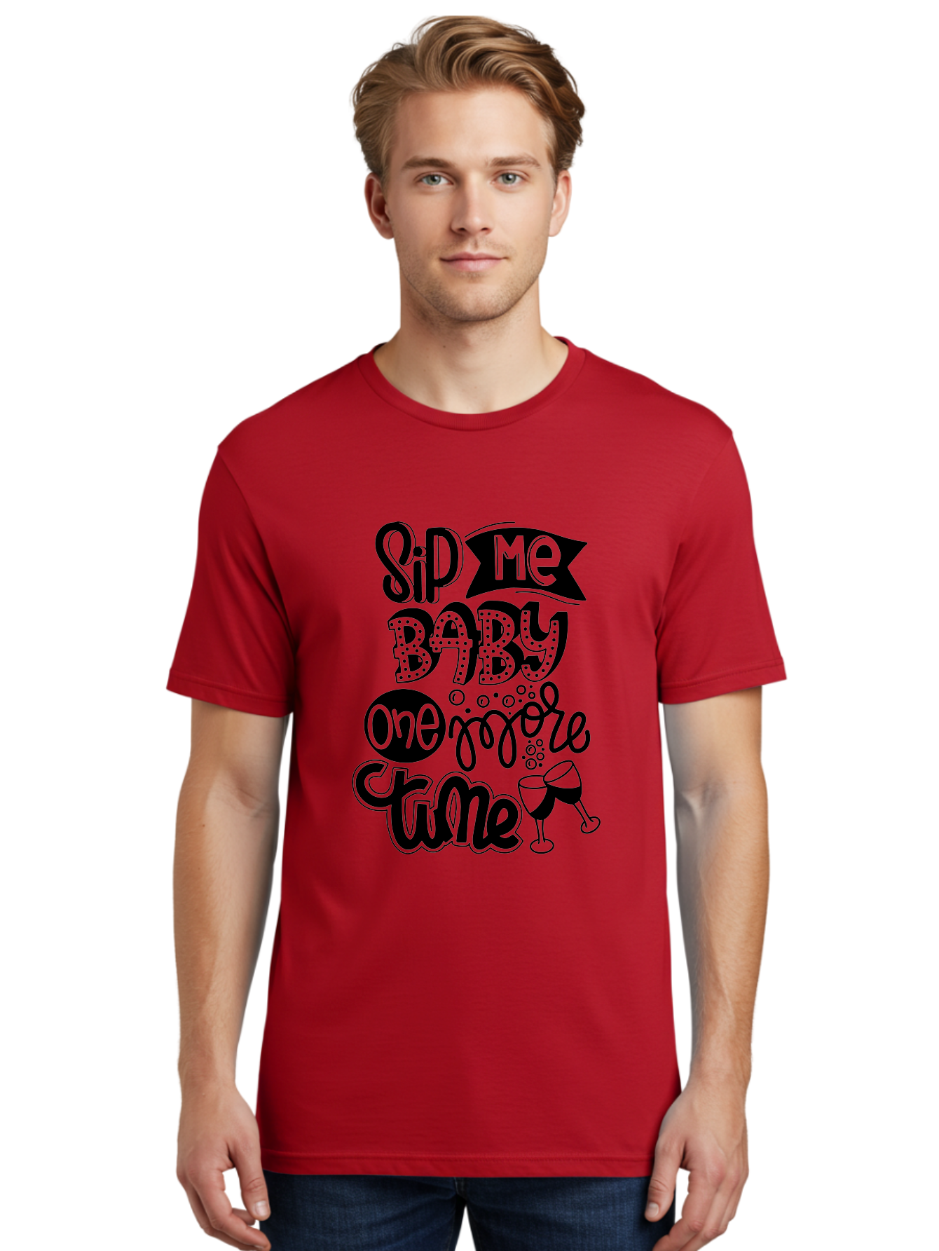 Sip-Me-Baby-One-More-Time Men'S Graphic Tee, 100% Cotton, Comfortable Casual Summer Wear, Machine Washable, Funny Quote, Sassy Phrase, Wine Glass, Champagne Toast, Party Time, Celebration, Sip Me Baby One More Time, Humor, Celebration Quote Aad984 4
