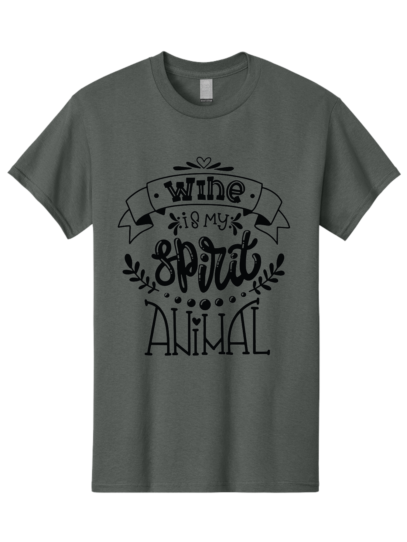 Wine-Is-My-Spirit-Animal Men'S Graphic Tee, 100% Cotton, Comfortable Casual Summer Wear, Machine Washable, Wine Quotes, Funny Sayings, Inspirational Phrases, Typographic Design, Decorative Fonts, Creative Typography, Wine Lovers Aad987 13