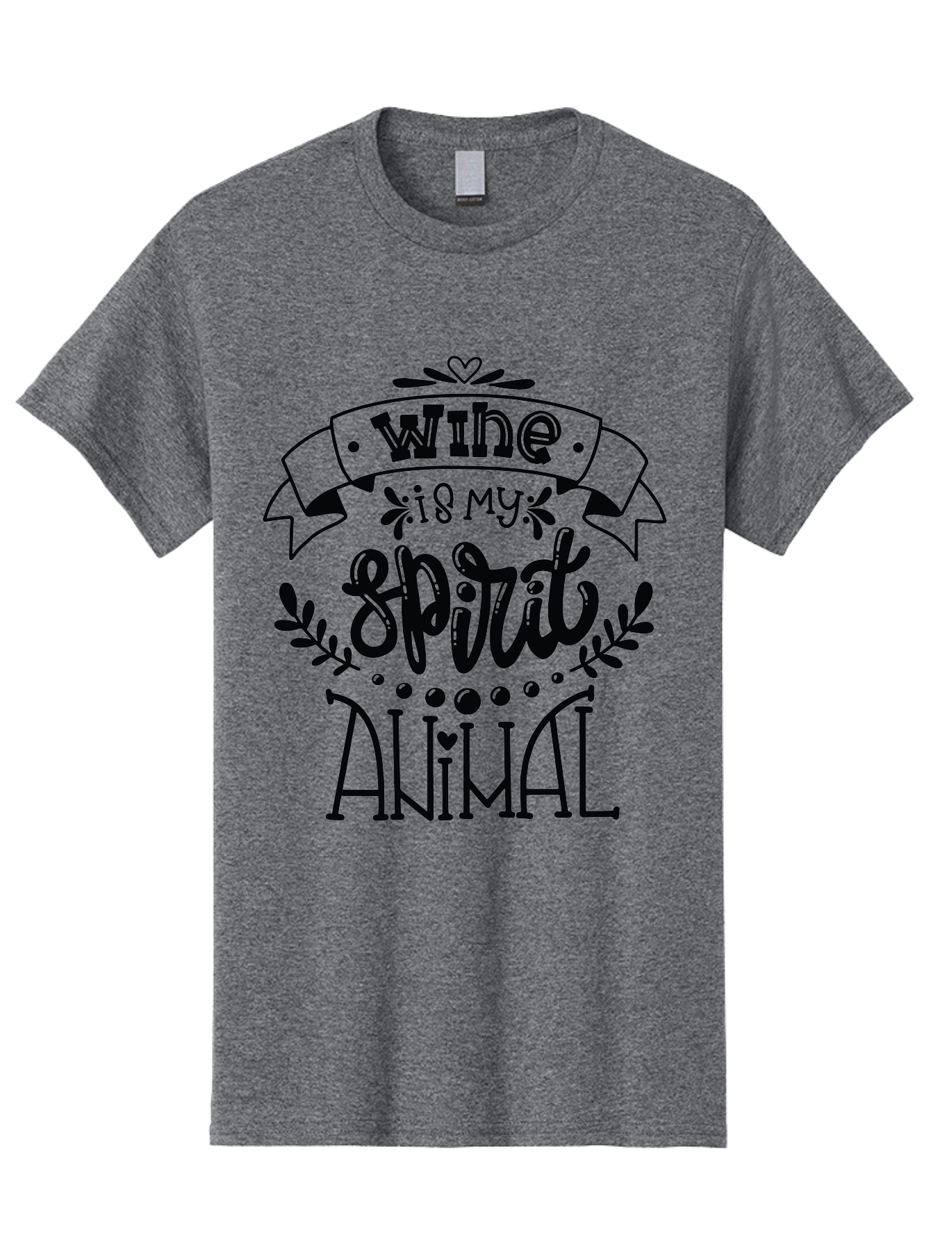Wine-Is-My-Spirit-Animal Men'S Graphic Tee, 100% Cotton, Comfortable Casual Summer Wear, Machine Washable, Wine Quotes, Funny Sayings, Inspirational Phrases, Typographic Design, Decorative Fonts, Creative Typography, Wine Lovers Aad987 25