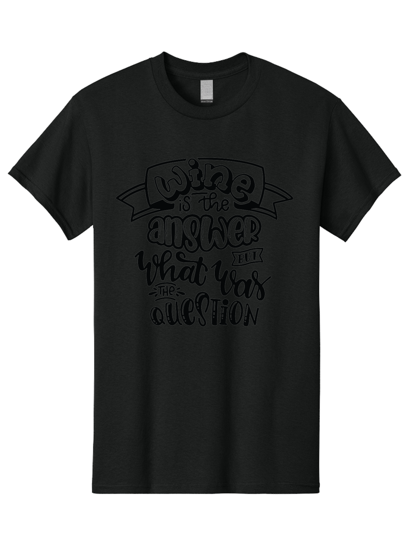 Wine-Is-The-Answer Men'S Graphic Tee, 100% Cotton, Comfortable Casual Summer Wear, Machine Washable, Wine Quotes, Funny Sayings, Hand Lettering, Typography, Humor, Wine Lovers, Witty Phrases, Comedic Relief, Drinking Quotes Aad988 17