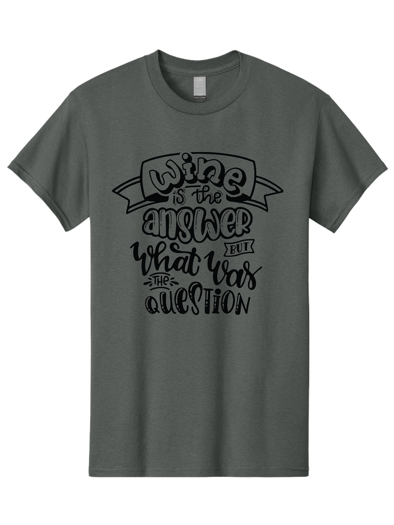 Wine-Is-The-Answer Men'S Graphic Tee, 100% Cotton, Comfortable Casual Summer Wear, Machine Washable, Wine Quotes, Funny Sayings, Hand Lettering, Typography, Humor, Wine Lovers, Witty Phrases, Comedic Relief, Drinking Quotes Aad988 7