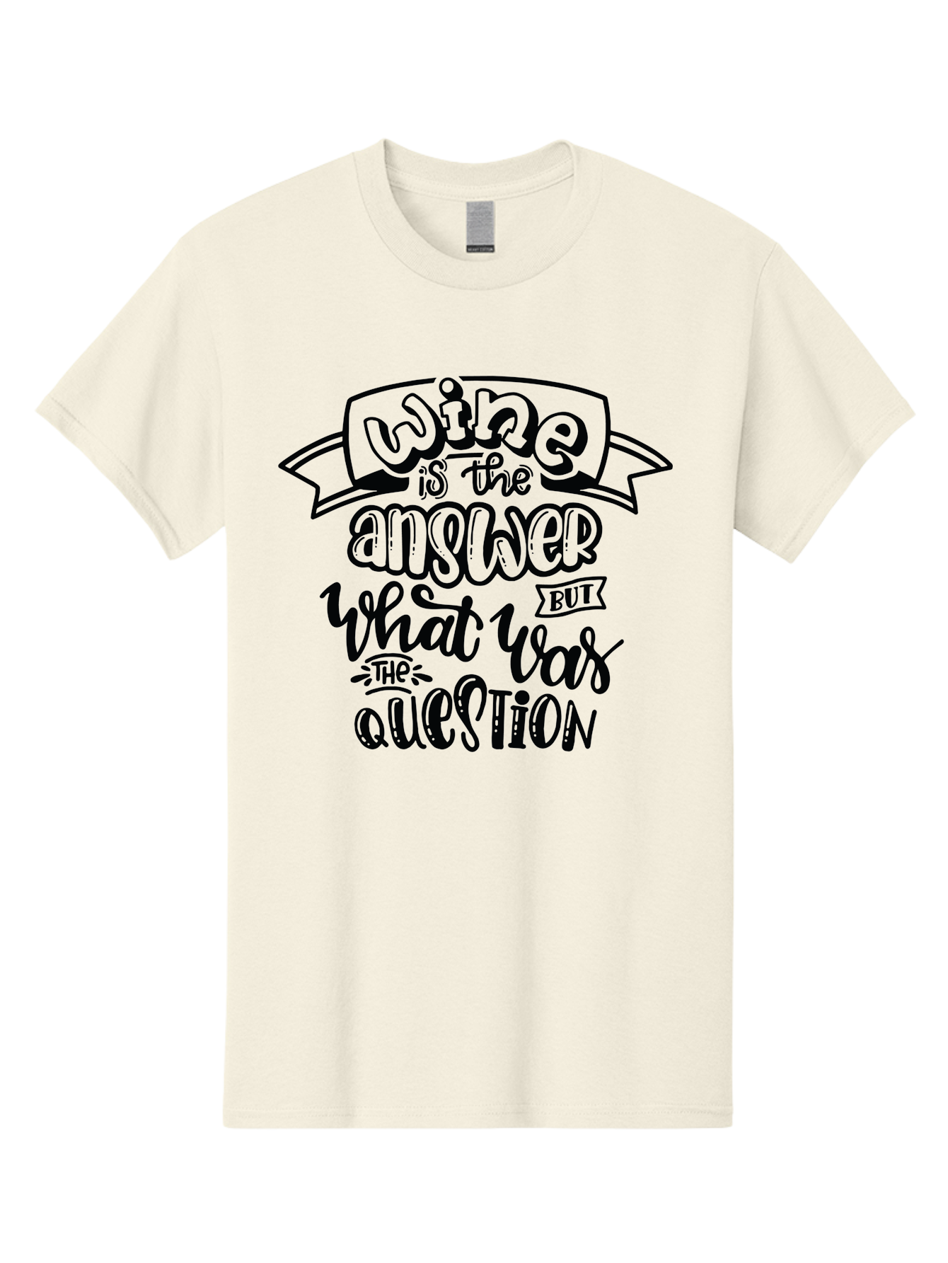 Wine-Is-The-Answer Men'S Graphic Tee, 100% Cotton, Comfortable Casual Summer Wear, Machine Washable, Wine Quotes, Funny Sayings, Hand Lettering, Typography, Humor, Wine Lovers, Witty Phrases, Comedic Relief, Drinking Quotes Aad988 5