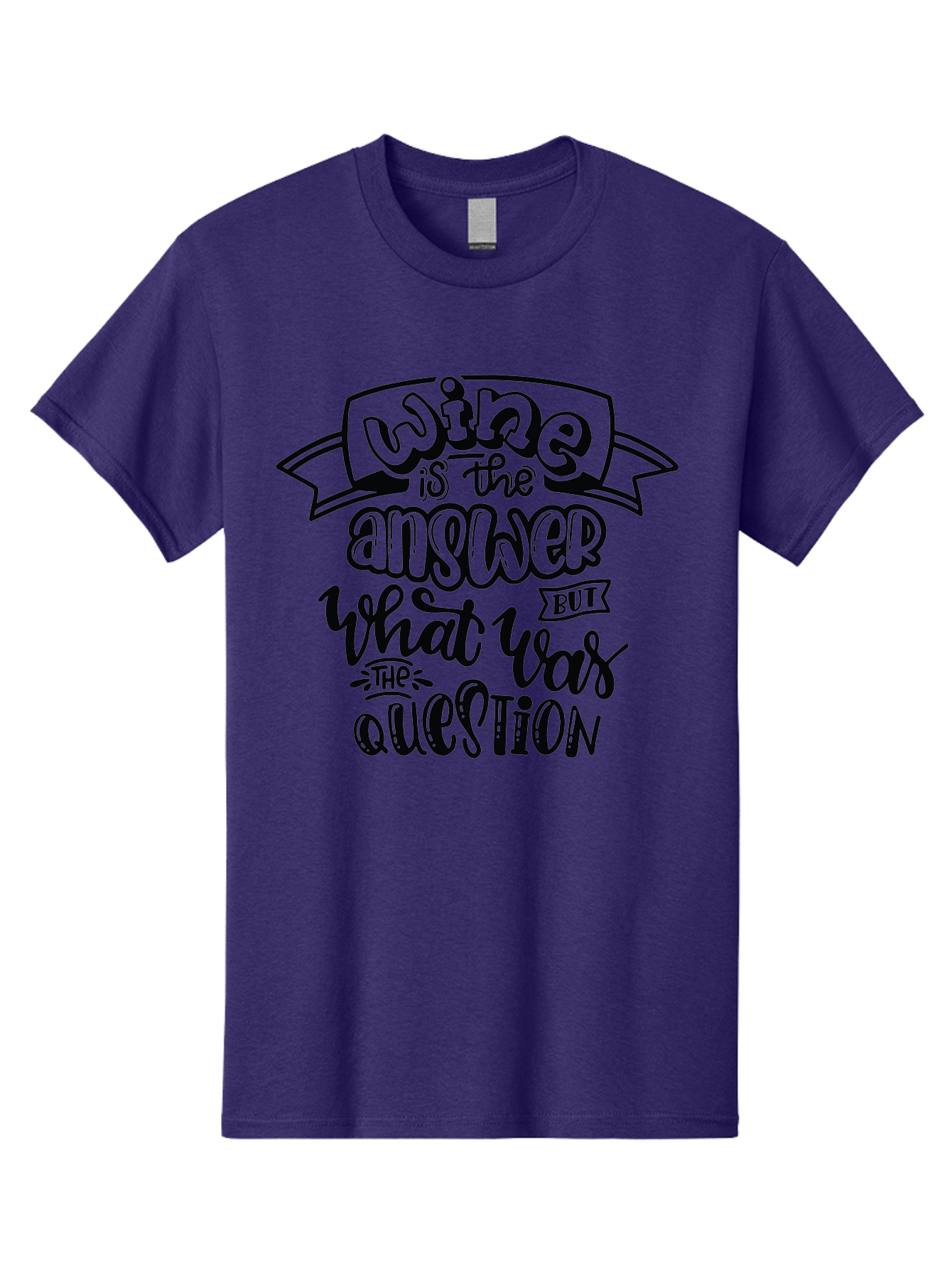 Wine-Is-The-Answer Men'S Graphic Tee, 100% Cotton, Comfortable Casual Summer Wear, Machine Washable, Wine Quotes, Funny Sayings, Hand Lettering, Typography, Humor, Wine Lovers, Witty Phrases, Comedic Relief, Drinking Quotes Aad988 3