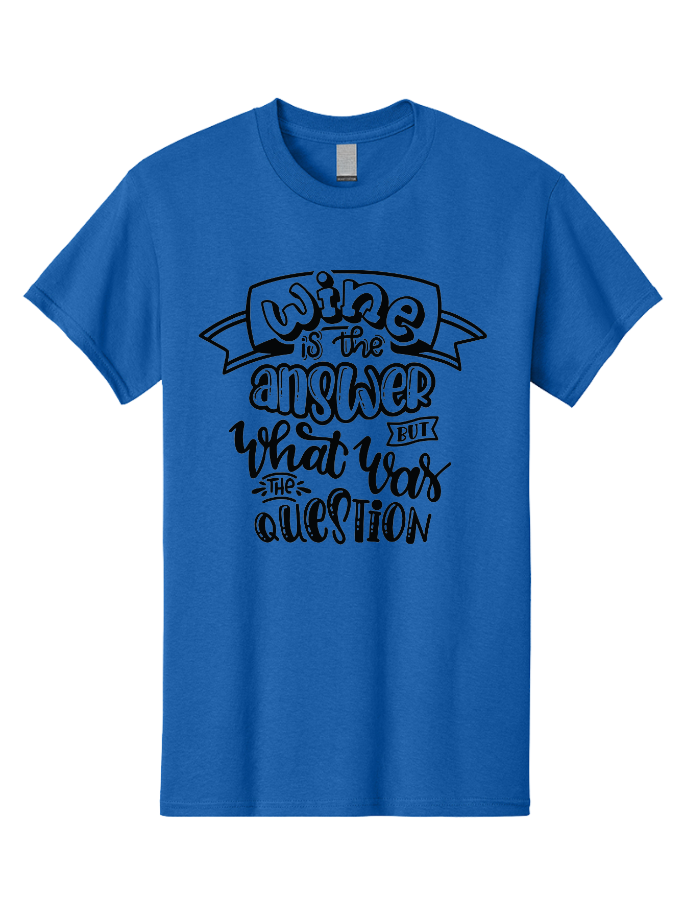 Wine-Is-The-Answer Men'S Graphic Tee, 100% Cotton, Comfortable Casual Summer Wear, Machine Washable, Wine Quotes, Funny Sayings, Hand Lettering, Typography, Humor, Wine Lovers, Witty Phrases, Comedic Relief, Drinking Quotes Aad988 25