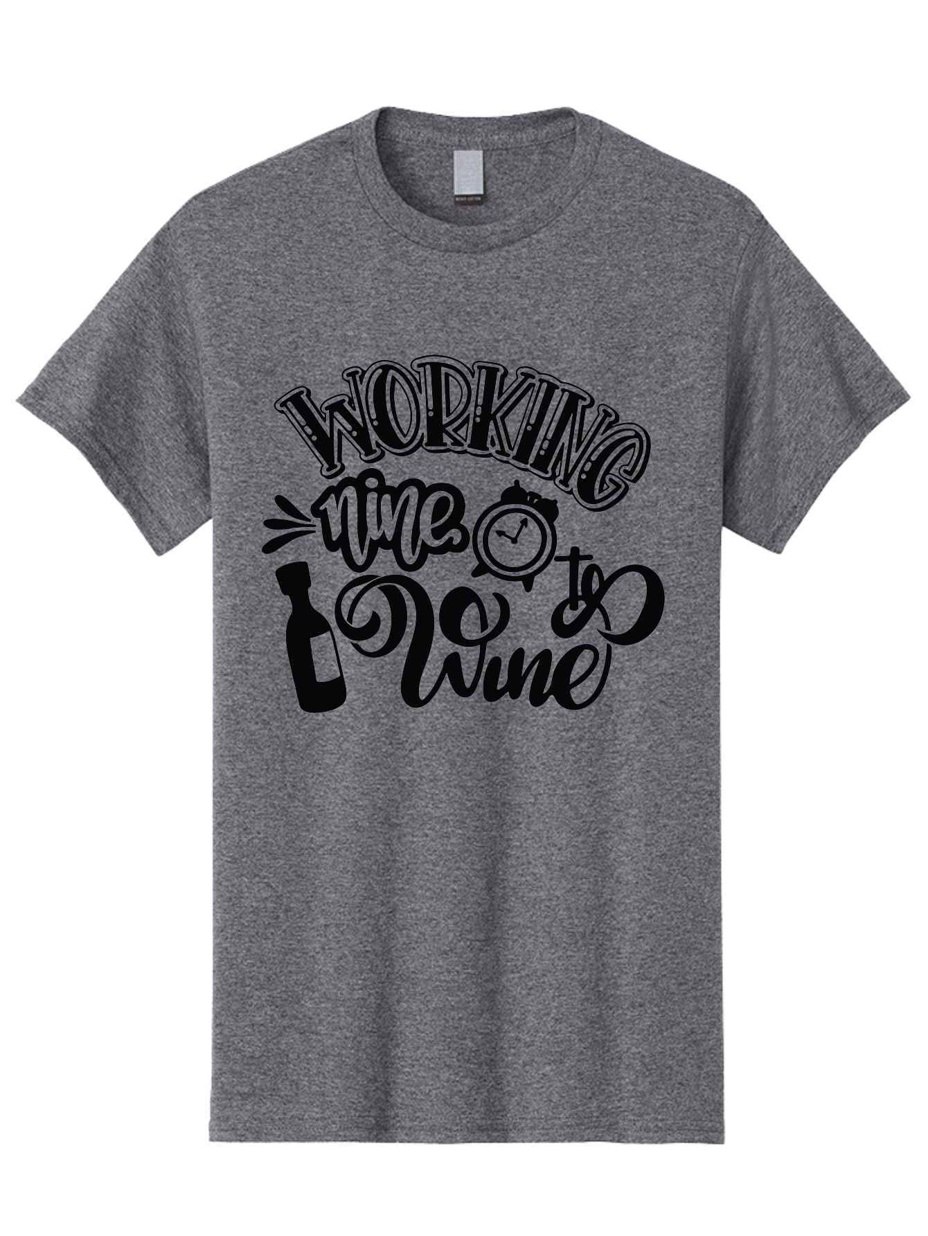 Working-Nine-To-Wine Men'S Graphic Tee, 100% Cotton, Comfortable Casual Summer Wear, Machine Washable, Wine Bottle, Clock, Pun On Working Nine To Five, Humorous Quote, Funny Design, Wine Lover, Office Humor, Wine Culture Aad989 11