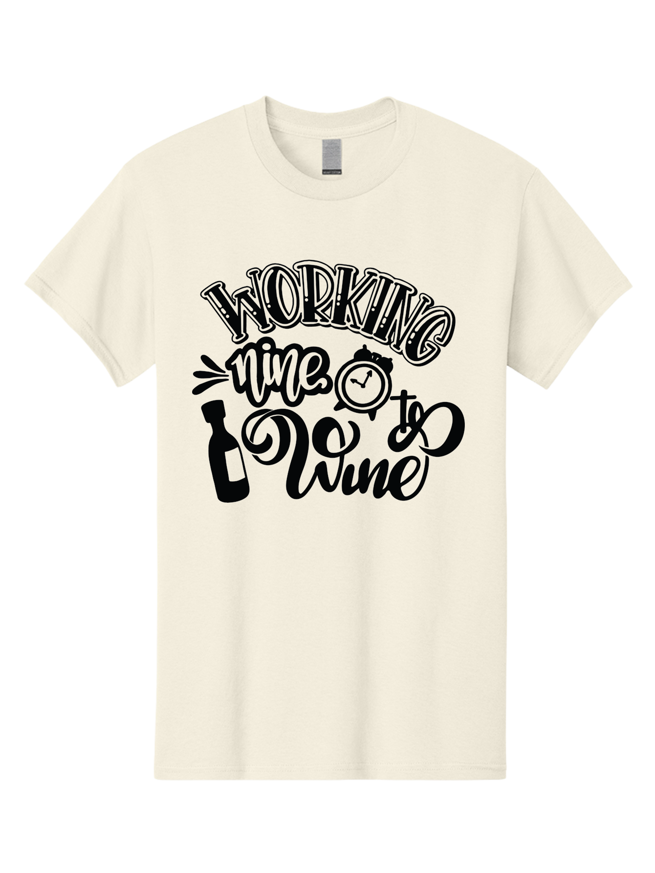 Working-Nine-To-Wine Men'S Graphic Tee, 100% Cotton, Comfortable Casual Summer Wear, Machine Washable, Wine Bottle, Clock, Pun On Working Nine To Five, Humorous Quote, Funny Design, Wine Lover, Office Humor, Wine Culture Aad989 21