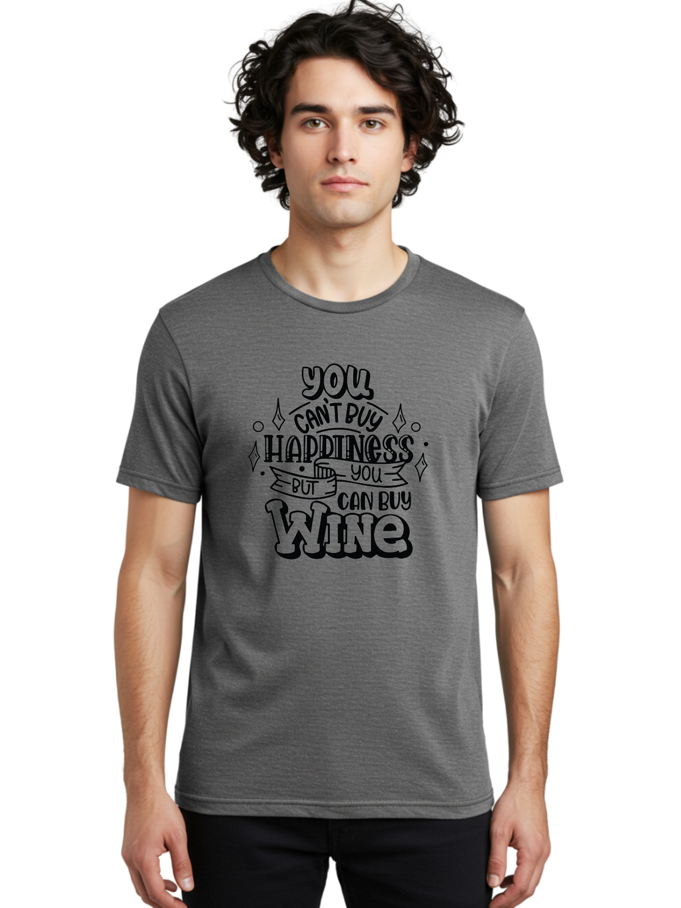 You-Can-T-Buy-Happiness-But-You-Can-Buy-Wine Men'S Graphic Tee, 100% Cotton, Comfortable Casual Summer Wear, Machine Washable, Funny Quote, Wine Lovers, Happiness And Wine, Inspirational Saying, Motivational Phrase, Wine Quote, Humor And Wine, Aad990 24