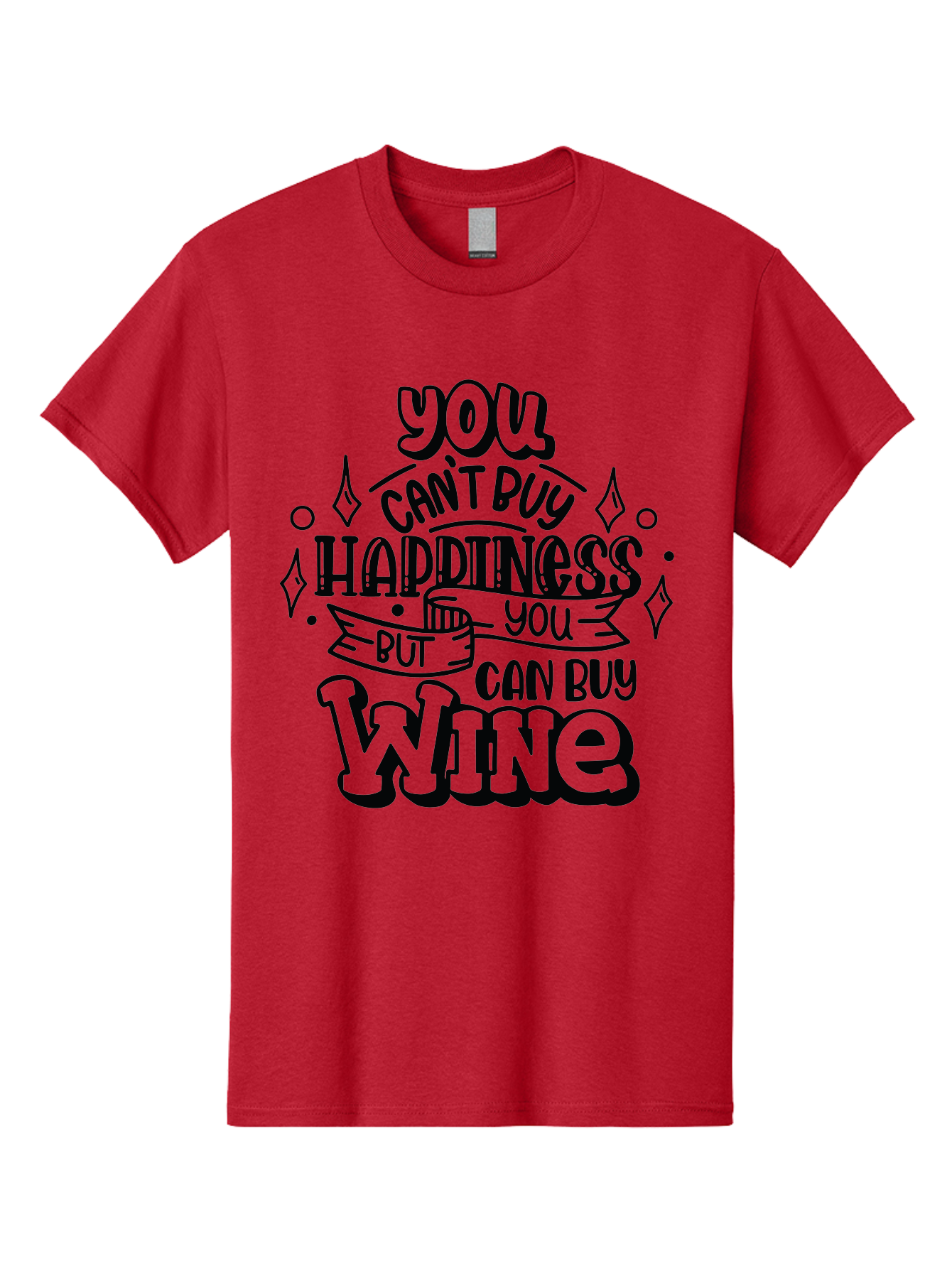 You-Can-T-Buy-Happiness-But-You-Can-Buy-Wine Men'S Graphic Tee, 100% Cotton, Comfortable Casual Summer Wear, Machine Washable, Funny Quote, Wine Lovers, Happiness And Wine, Inspirational Saying, Motivational Phrase, Wine Quote, Humor And Wine, Aad990 3