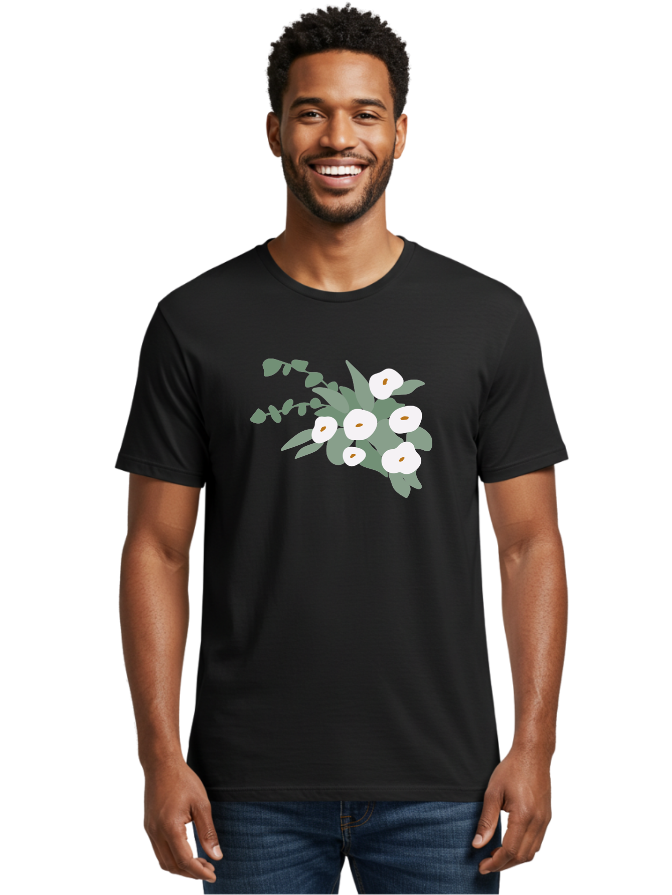 After-Glow Men'S Graphic Tee, 100% Cotton, Comfortable Casual Summer Wear, Machine Washable, Lotus Flowers, White Blooms, Gray Leaves, Spiritual Symbols, Serene Atmosphere, Peaceful Ambiance, Afterlife, Lotus Flower, Gray Graphics Aad992 24