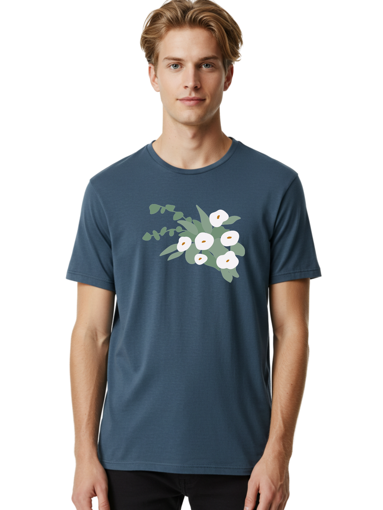 After-Glow Men'S Graphic Tee, 100% Cotton, Comfortable Casual Summer Wear, Machine Washable, Lotus Flowers, White Blooms, Gray Leaves, Spiritual Symbols, Serene Atmosphere, Peaceful Ambiance, Afterlife, Lotus Flower, Gray Graphics Aad992 12