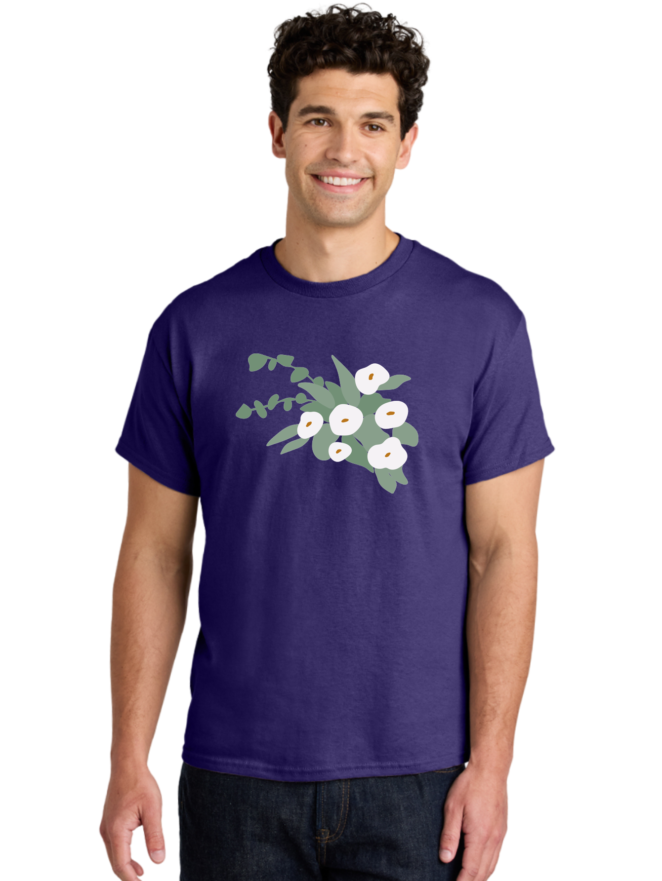 After-Glow Men'S Graphic Tee, 100% Cotton, Comfortable Casual Summer Wear, Machine Washable, Lotus Flowers, White Blooms, Gray Leaves, Spiritual Symbols, Serene Atmosphere, Peaceful Ambiance, Afterlife, Lotus Flower, Gray Graphics Aad992 10