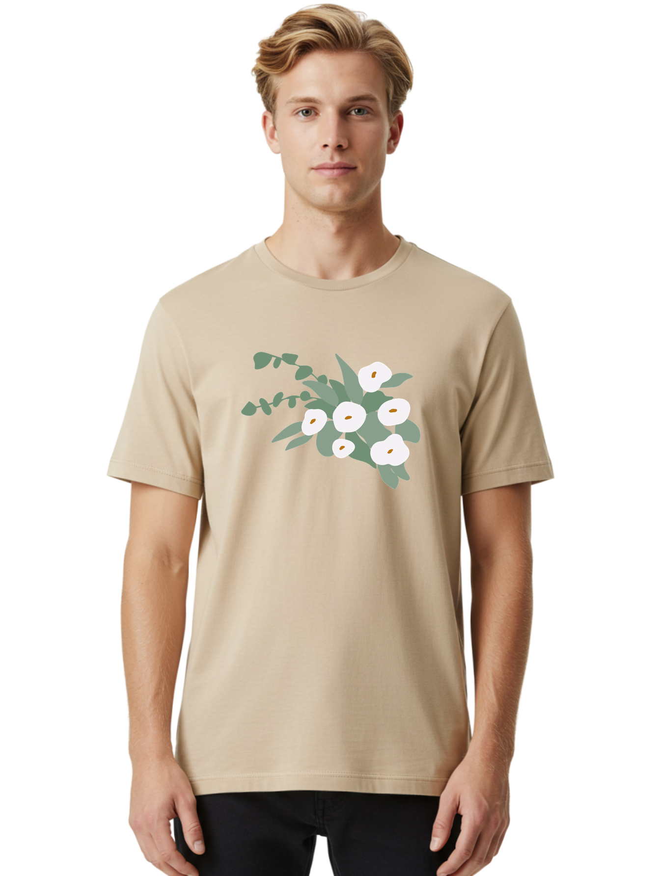 After-Glow Men'S Graphic Tee, 100% Cotton, Comfortable Casual Summer Wear, Machine Washable, Lotus Flowers, White Blooms, Gray Leaves, Spiritual Symbols, Serene Atmosphere, Peaceful Ambiance, Afterlife, Lotus Flower, Gray Graphics Aad992 30