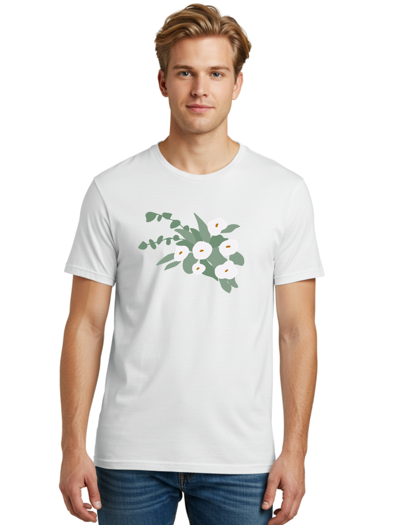 After-Glow Men'S Graphic Tee, 100% Cotton, Comfortable Casual Summer Wear, Machine Washable, Lotus Flowers, White Blooms, Gray Leaves, Spiritual Symbols, Serene Atmosphere, Peaceful Ambiance, Afterlife, Lotus Flower, Gray Graphics Aad992 4