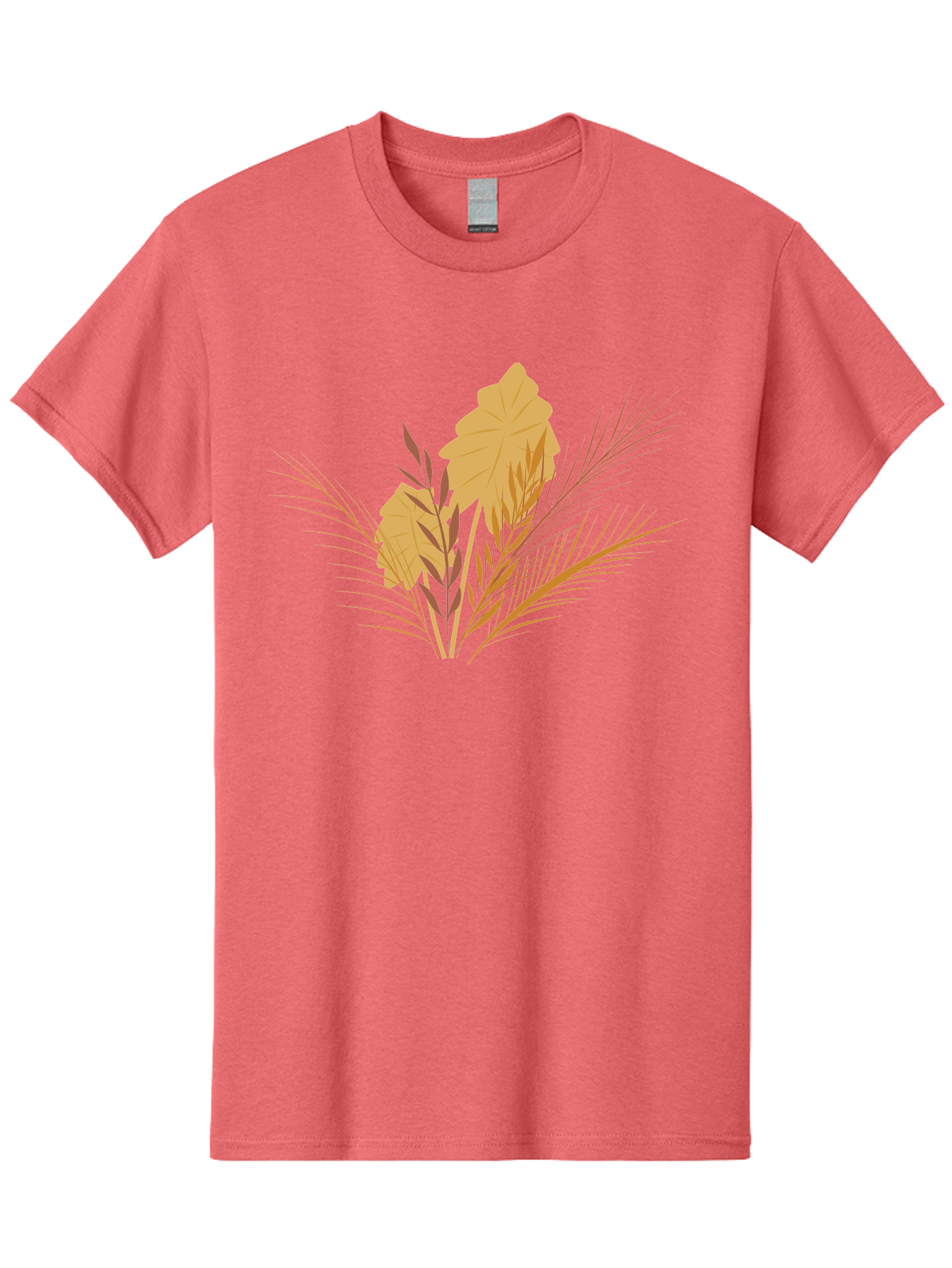 Autumn-Leaves Men'S Graphic Tee, 100% Cotton, Comfortable Casual Summer Wear, Machine Washable, Autumn Leaves, Fall Foliage, Nature Illustration, Stylized Plants, Graphic Design Elements, Digital Art, Orange Leaves, Red Stalks, Aad994 17