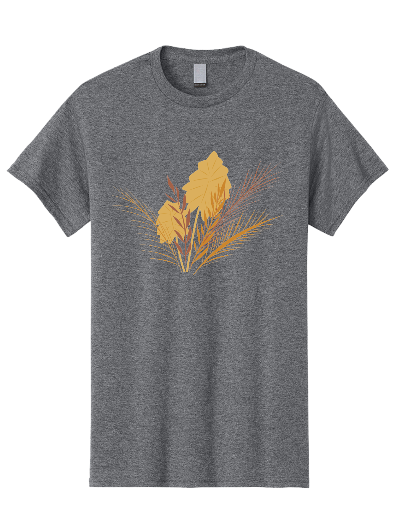 Autumn-Leaves Men'S Graphic Tee, 100% Cotton, Comfortable Casual Summer Wear, Machine Washable, Autumn Leaves, Fall Foliage, Nature Illustration, Stylized Plants, Graphic Design Elements, Digital Art, Orange Leaves, Red Stalks, Aad994 11