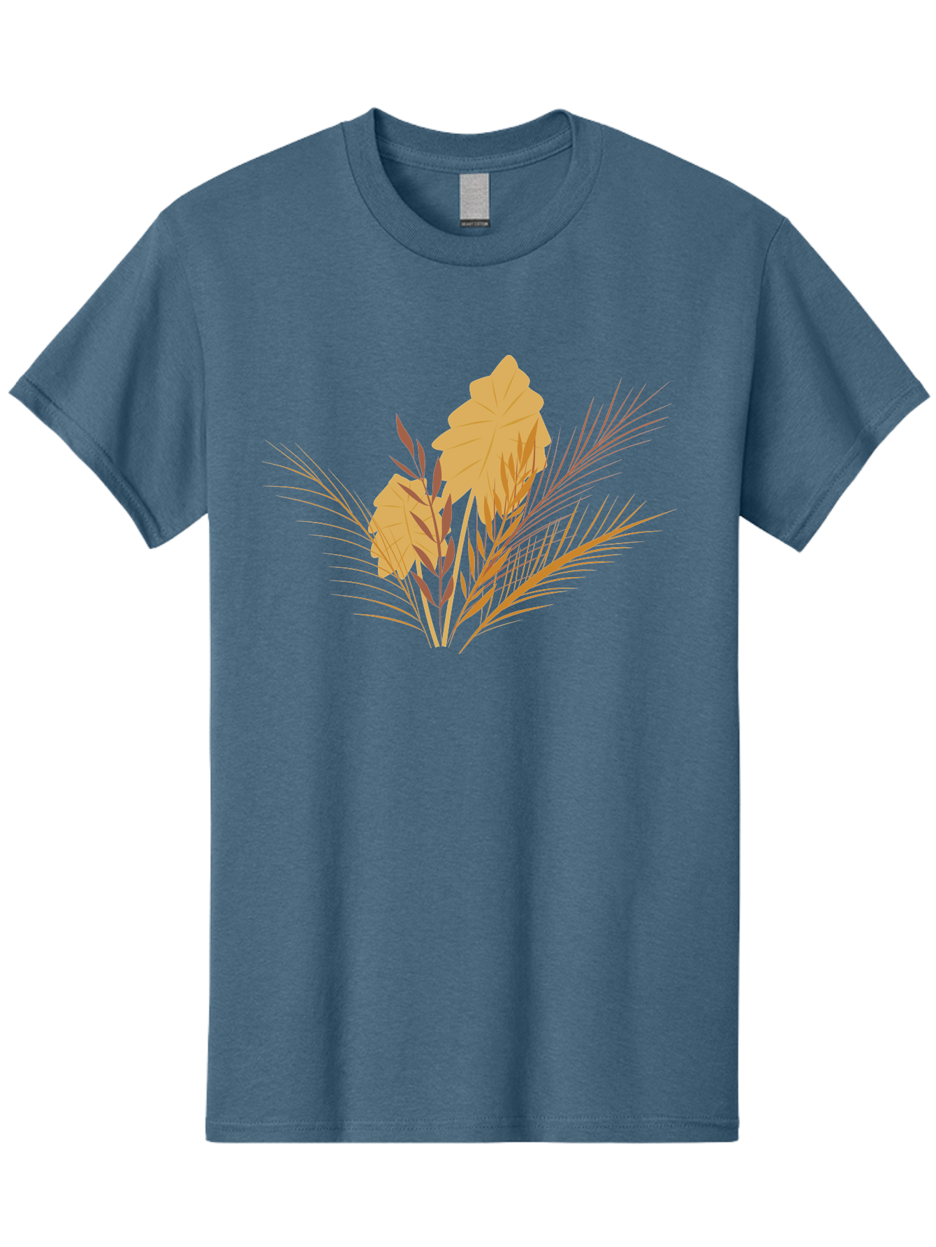 Autumn-Leaves Men'S Graphic Tee, 100% Cotton, Comfortable Casual Summer Wear, Machine Washable, Autumn Leaves, Fall Foliage, Nature Illustration, Stylized Plants, Graphic Design Elements, Digital Art, Orange Leaves, Red Stalks, Aad994 21