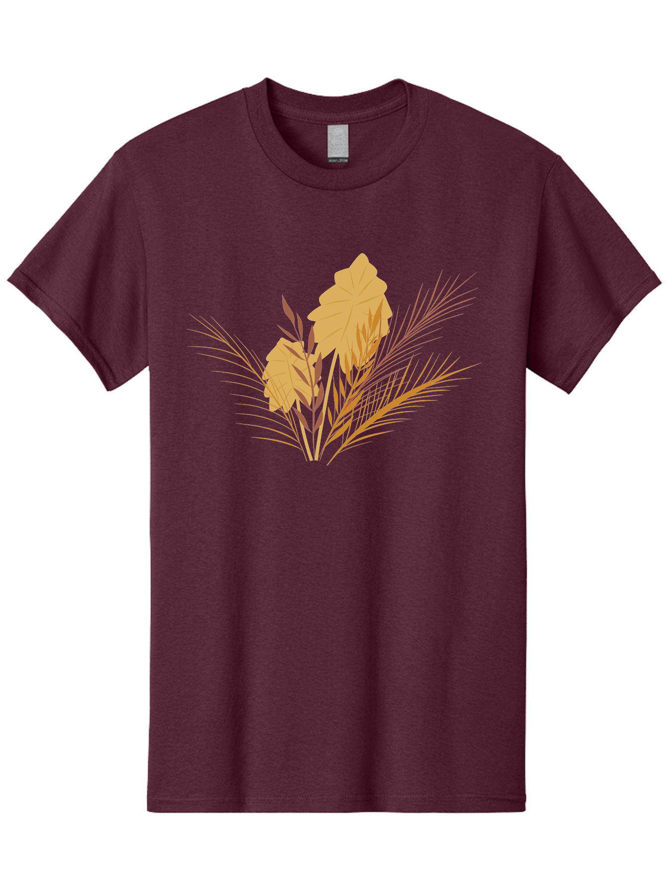 Autumn-Leaves Men'S Graphic Tee, 100% Cotton, Comfortable Casual Summer Wear, Machine Washable, Autumn Leaves, Fall Foliage, Nature Illustration, Stylized Plants, Graphic Design Elements, Digital Art, Orange Leaves, Red Stalks, Aad994 23