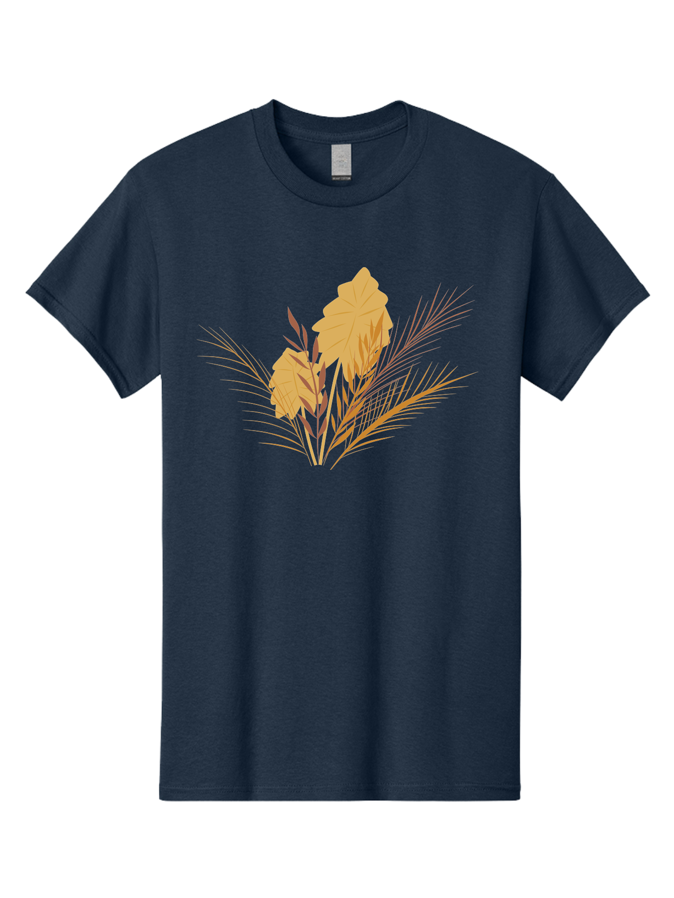 Autumn-Leaves Men'S Graphic Tee, 100% Cotton, Comfortable Casual Summer Wear, Machine Washable, Autumn Leaves, Fall Foliage, Nature Illustration, Stylized Plants, Graphic Design Elements, Digital Art, Orange Leaves, Red Stalks, Aad994 19