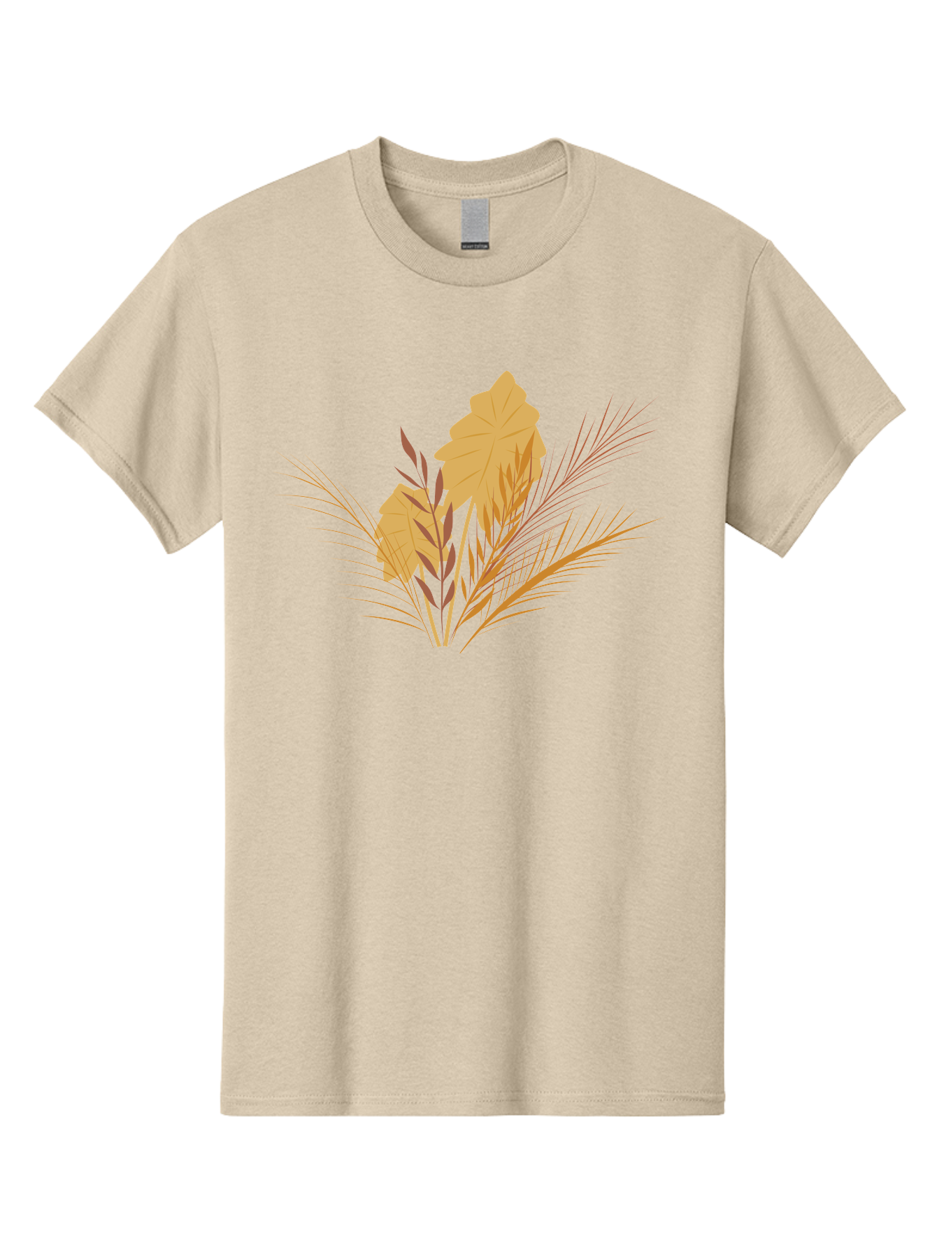 Autumn-Leaves Men'S Graphic Tee, 100% Cotton, Comfortable Casual Summer Wear, Machine Washable, Autumn Leaves, Fall Foliage, Nature Illustration, Stylized Plants, Graphic Design Elements, Digital Art, Orange Leaves, Red Stalks, Aad994 3