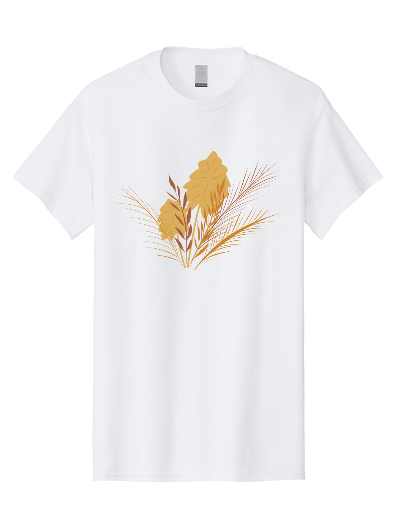 Autumn-Leaves Men'S Graphic Tee, 100% Cotton, Comfortable Casual Summer Wear, Machine Washable, Autumn Leaves, Fall Foliage, Nature Illustration, Stylized Plants, Graphic Design Elements, Digital Art, Orange Leaves, Red Stalks, Aad994 5