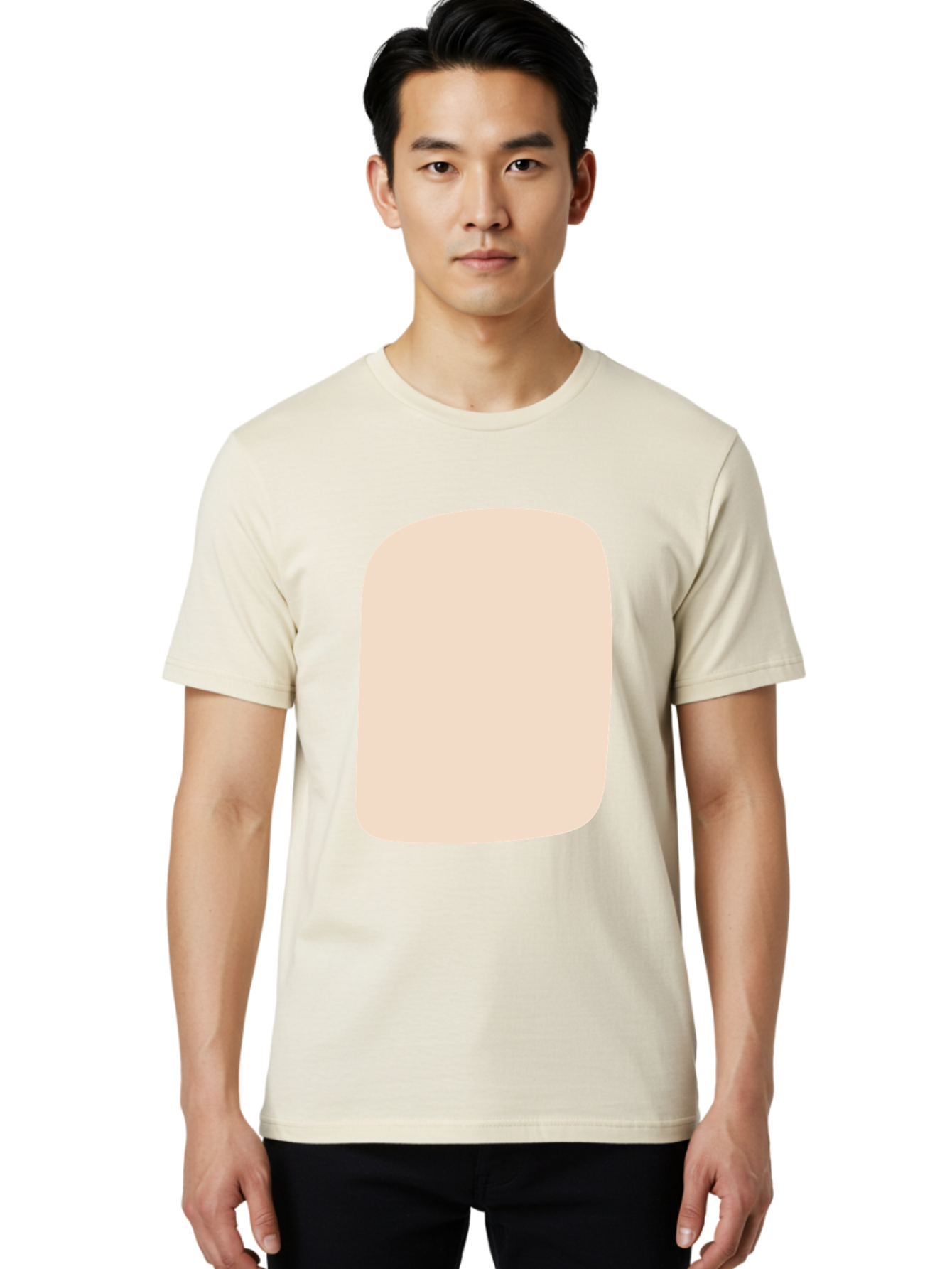 Beige-Rectangle Men'S Graphic Tee, 100% Cotton, Comfortable Casual Summer Wear, Machine Washable, Beige Rectangle, Rounded Corners, Plain Shape, Simple Design, Minimalist Aesthetic, Neutral Color, Soft Edges Aad997 2