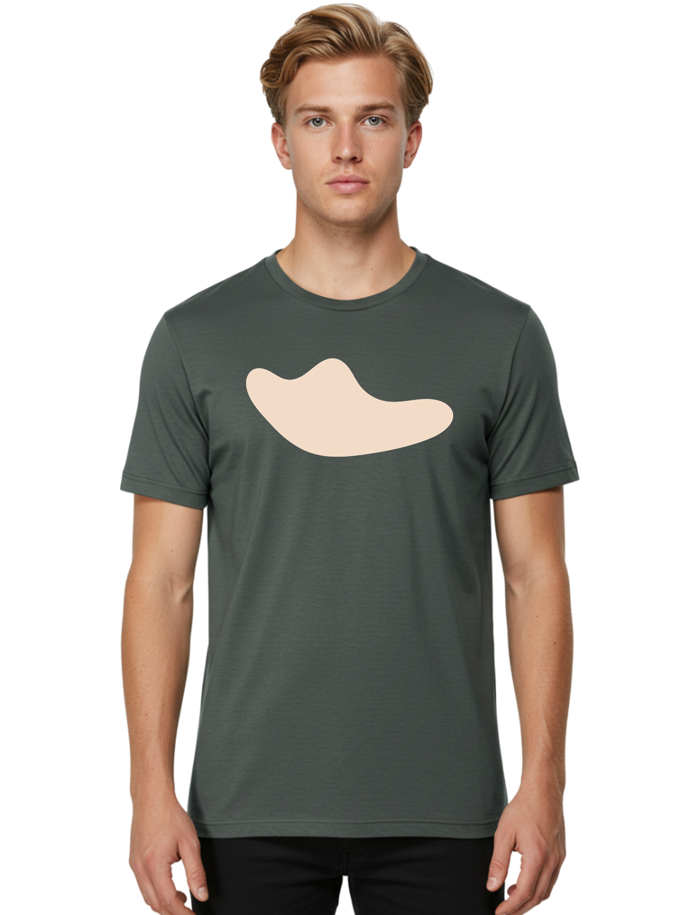 Cashew-Nut-1 Men'S Graphic Tee, 100% Cotton, Comfortable Casual Summer Wear, Machine Washable, Cashew Nut, Snack Food, Healthy Eating, Nutty Flavor, Beige Color, Abstract Shape, Simple Design, Minimalist Art Aae001 2