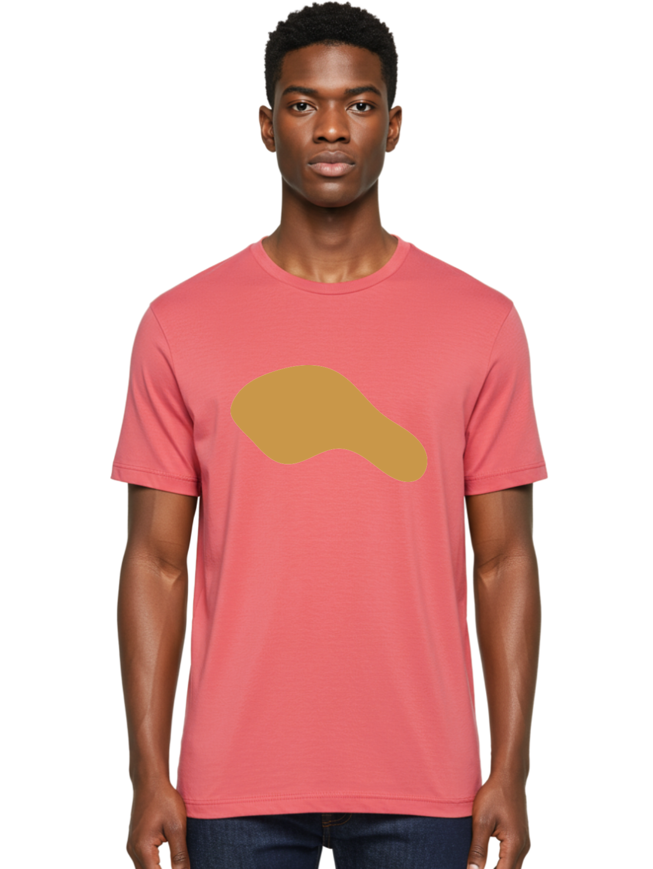 Chicken-Drumstick Men'S Graphic Tee, 100% Cotton, Comfortable Casual Summer Wear, Machine Washable, Fried Chicken, Chicken Leg, Food Illustration, Abstract Shape, Brown Color, Simple Design, Digital Art, Culinary Theme Aae003 4