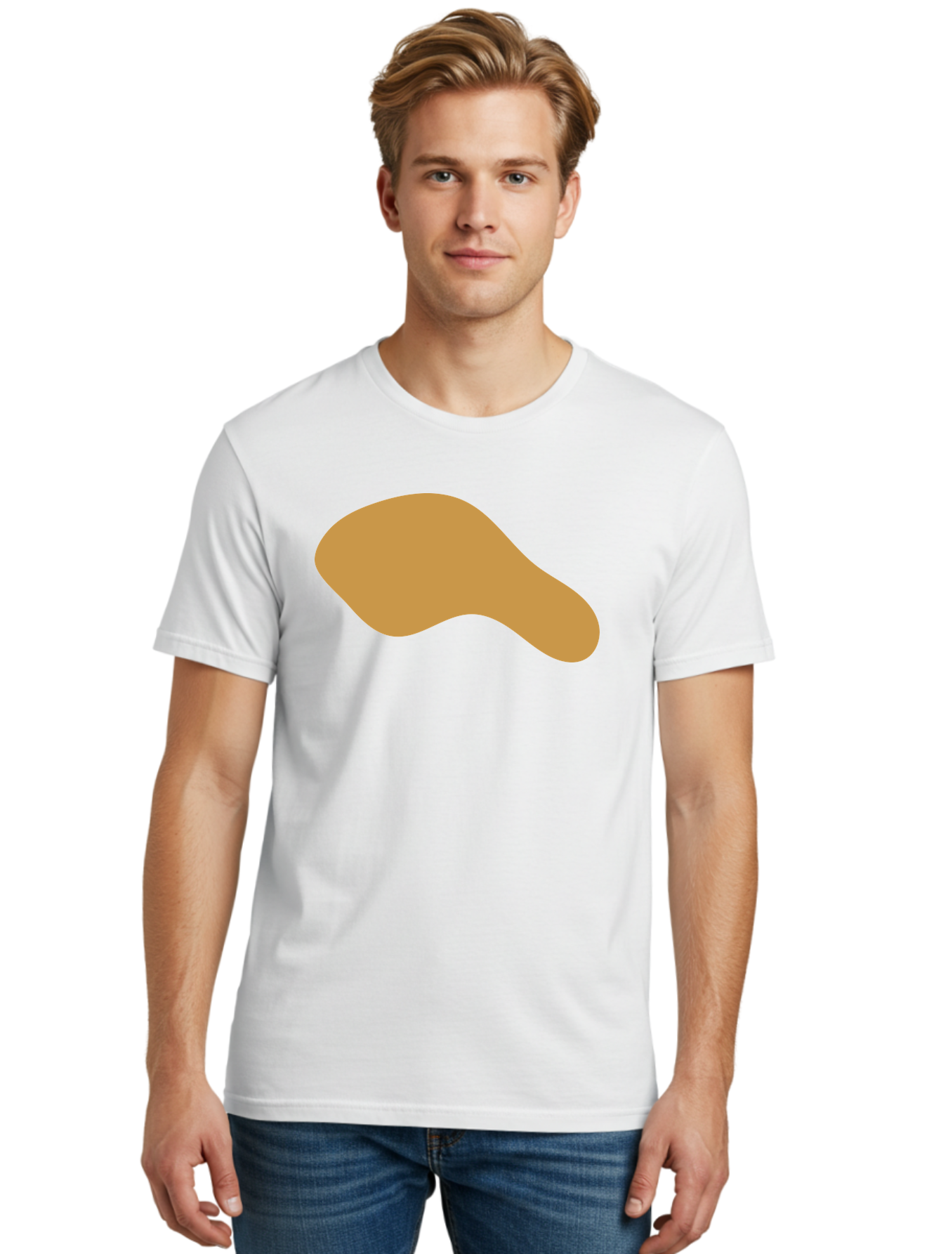 Chicken-Drumstick Men'S Graphic Tee, 100% Cotton, Comfortable Casual Summer Wear, Machine Washable, Fried Chicken, Chicken Leg, Food Illustration, Abstract Shape, Brown Color, Simple Design, Digital Art, Culinary Theme Aae003 26
