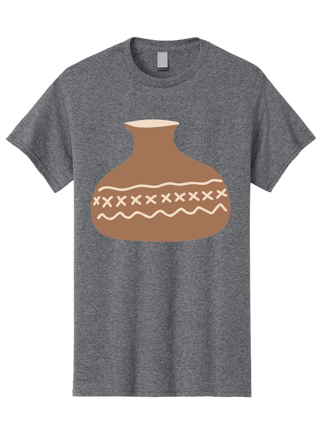 Clay-Pot Men'S Graphic Tee, 100% Cotton, Comfortable Casual Summer Wear, Machine Washable, Clay Pot, Pottery Vessel, Ceramic Design, Traditional Craftsmanship, Handmade Art, Wavy Lines, Crosses Pattern, Earthy Tones, Cultural Heritage, Aae004 19