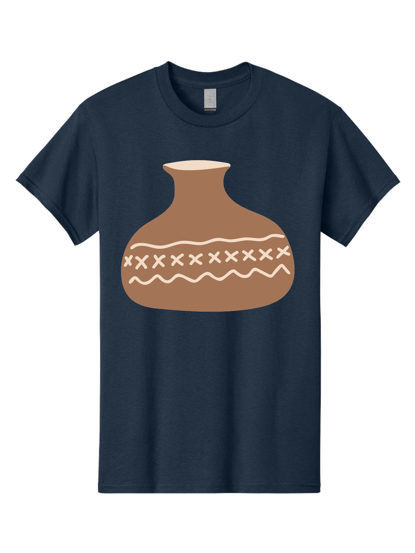 Clay-Pot Men'S Graphic Tee, 100% Cotton, Comfortable Casual Summer Wear, Machine Washable, Clay Pot, Pottery Vessel, Ceramic Design, Traditional Craftsmanship, Handmade Art, Wavy Lines, Crosses Pattern, Earthy Tones, Cultural Heritage, Aae004 29
