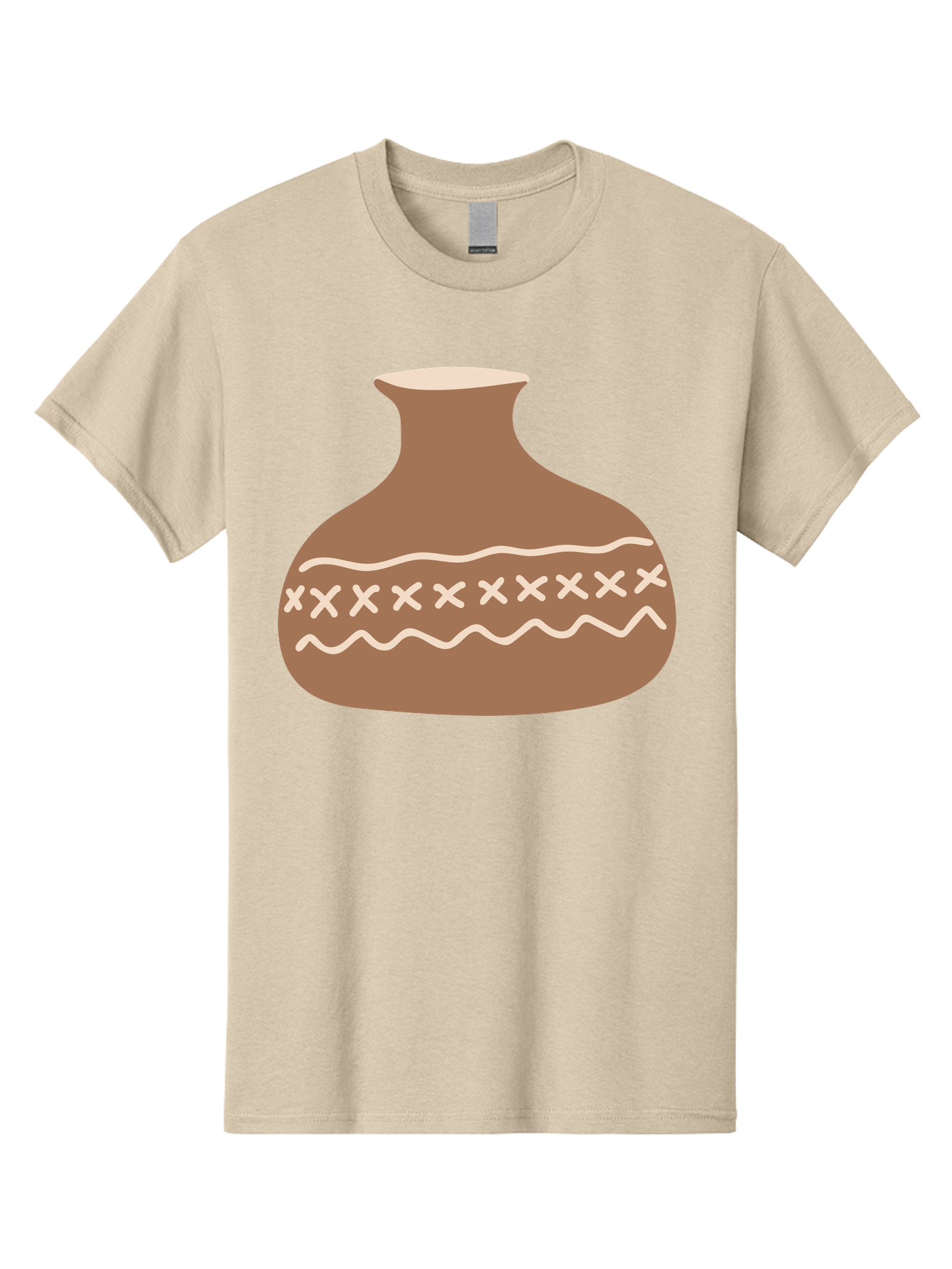 Clay-Pot Men'S Graphic Tee, 100% Cotton, Comfortable Casual Summer Wear, Machine Washable, Clay Pot, Pottery Vessel, Ceramic Design, Traditional Craftsmanship, Handmade Art, Wavy Lines, Crosses Pattern, Earthy Tones, Cultural Heritage, Aae004 5