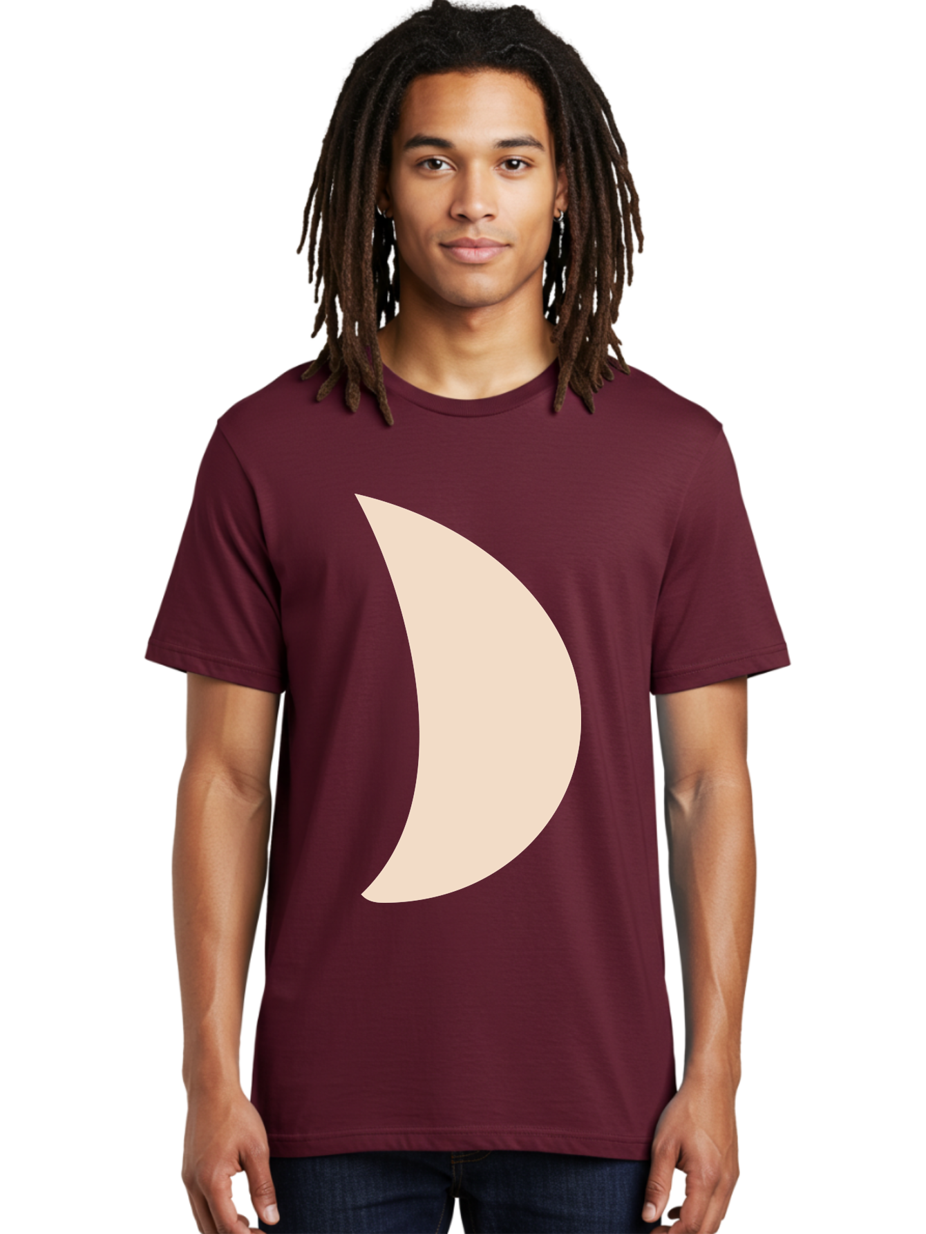 Crescent-Moon-1 Men'S Graphic Tee, 100% Cotton, Comfortable Casual Summer Wear, Machine Washable, Crescent Moon, Lunar Phase, Minimalist Design, Simple Shape, Soft Beige, Modern Graphic, Abstract Art Aae005 24