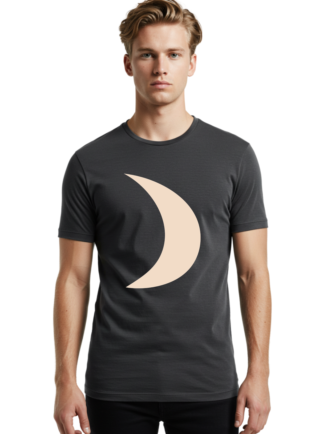Crescent-Moon-2 Men'S Graphic Tee, 100% Cotton, Comfortable Casual Summer Wear, Machine Washable, Crescent Moon Shape, Minimalist Design, Simple Graphics, Tan Color, Abstract Art, Lunar Symbol, Night Sky Theme Aae006 18